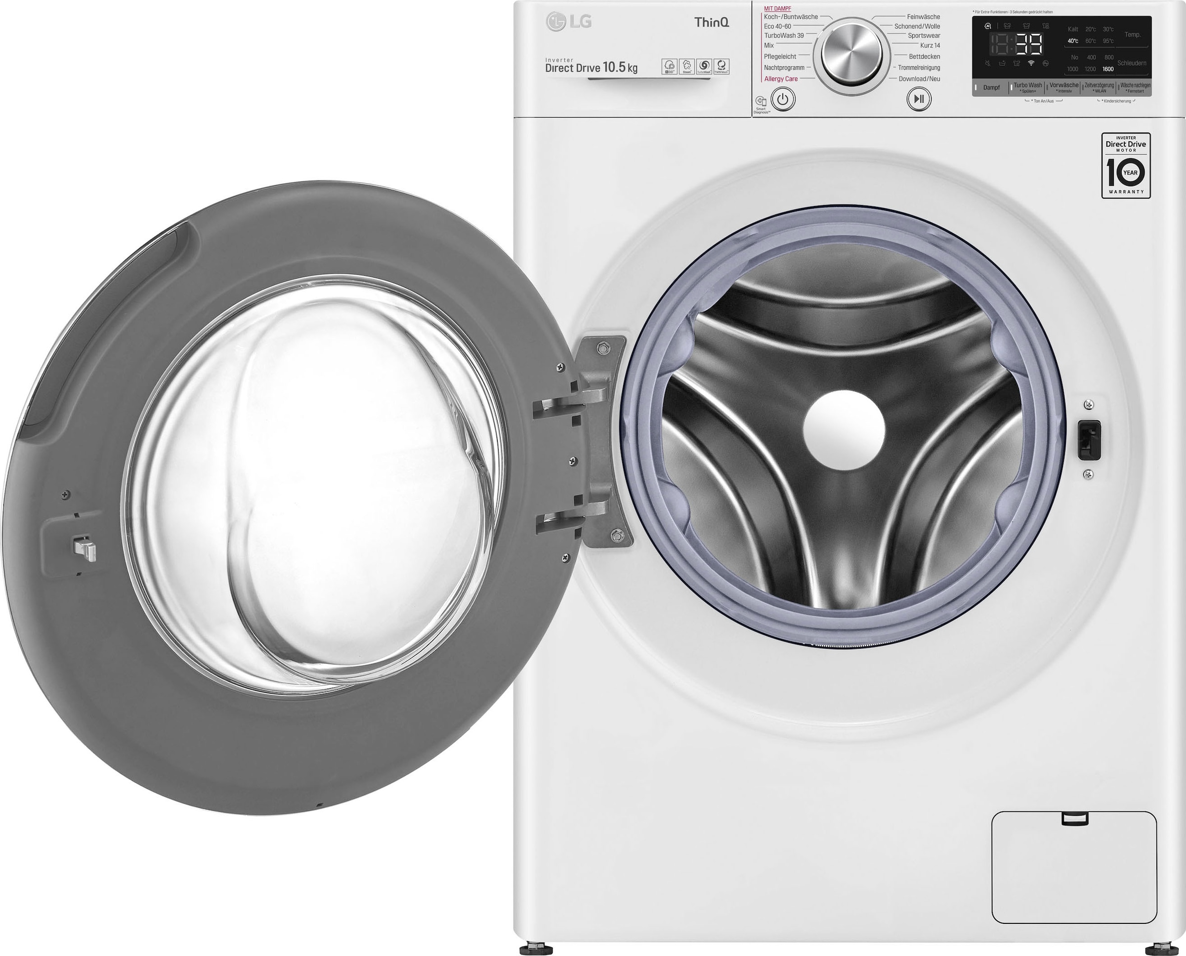 kg, XXL Jahre 3 LG Garantie Waschmaschine »F4WV5080«, 1400 8 inklusive Garantie Steam-Funktion, U/min, F4WV5080, Jahren mit 4