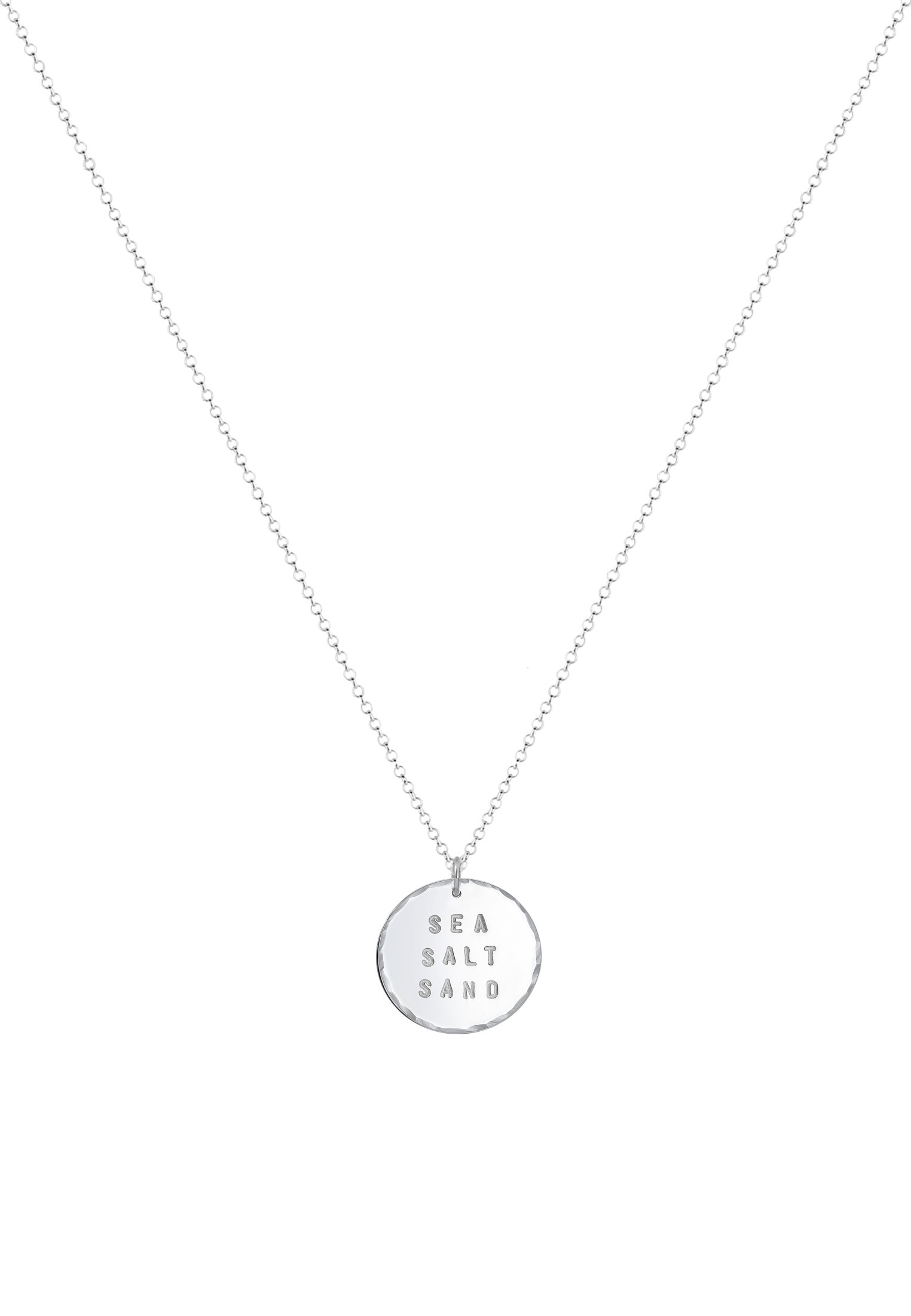 Elli Lange Kette »Halskette Sommer Sea Salt Sand Wording Plättchen 925 Silber«