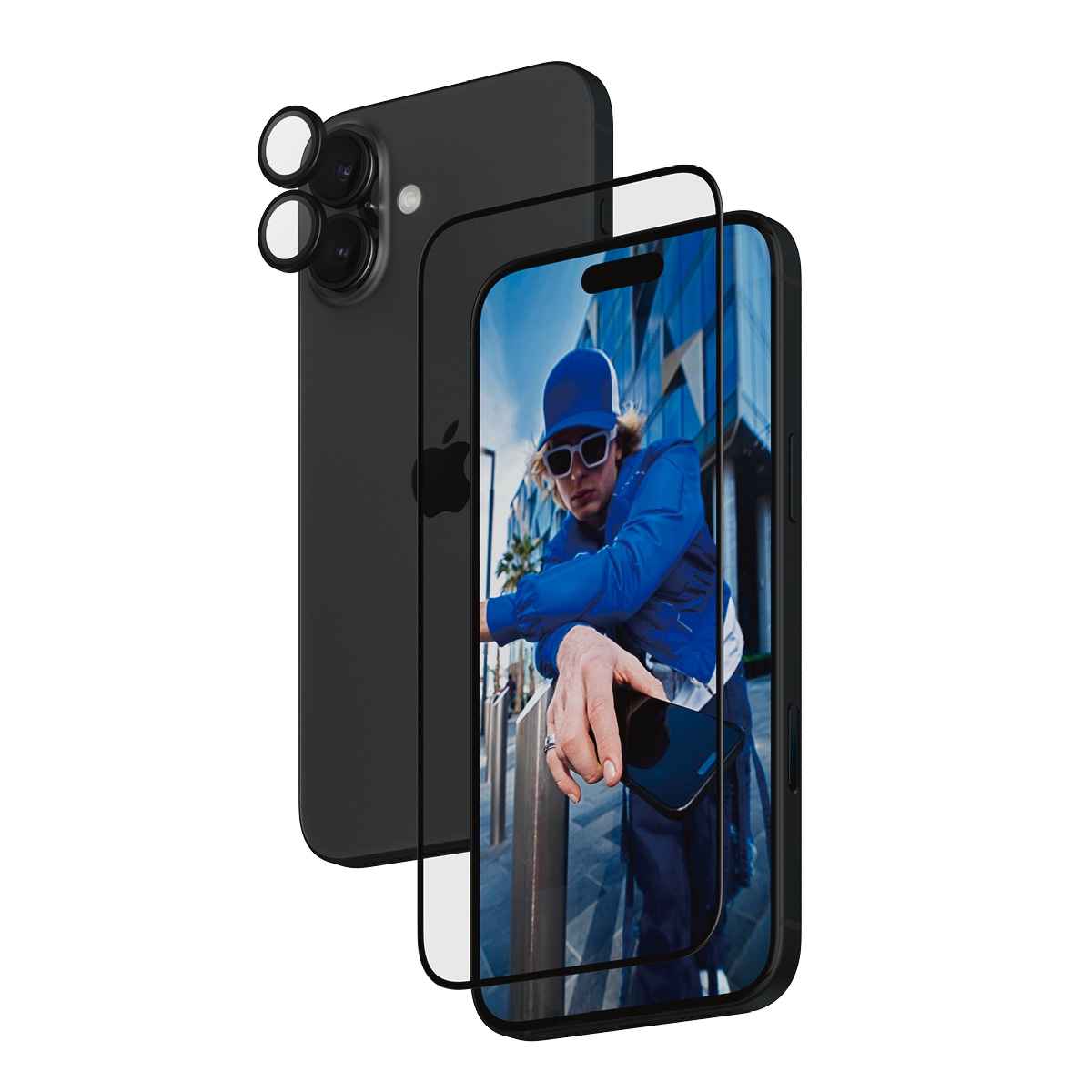 PanzerGlass Displayschutzglas »2-in-1 Protection, Glass, Lens Protector« für Apple iPhone 16 Plus Displayschutzfolie, Schutzfolie, Bildschirmschutz, kratz- & stoßfest