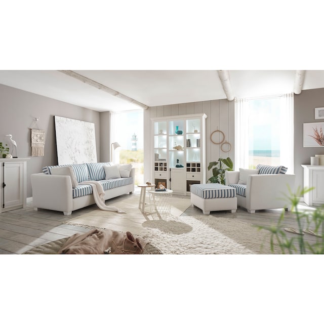 Home affaire Sessel »CALIFORNIA«, maritimer Landhausstil, Sessel mit  Holzfüßen Weiß lackiert auf Raten kaufen