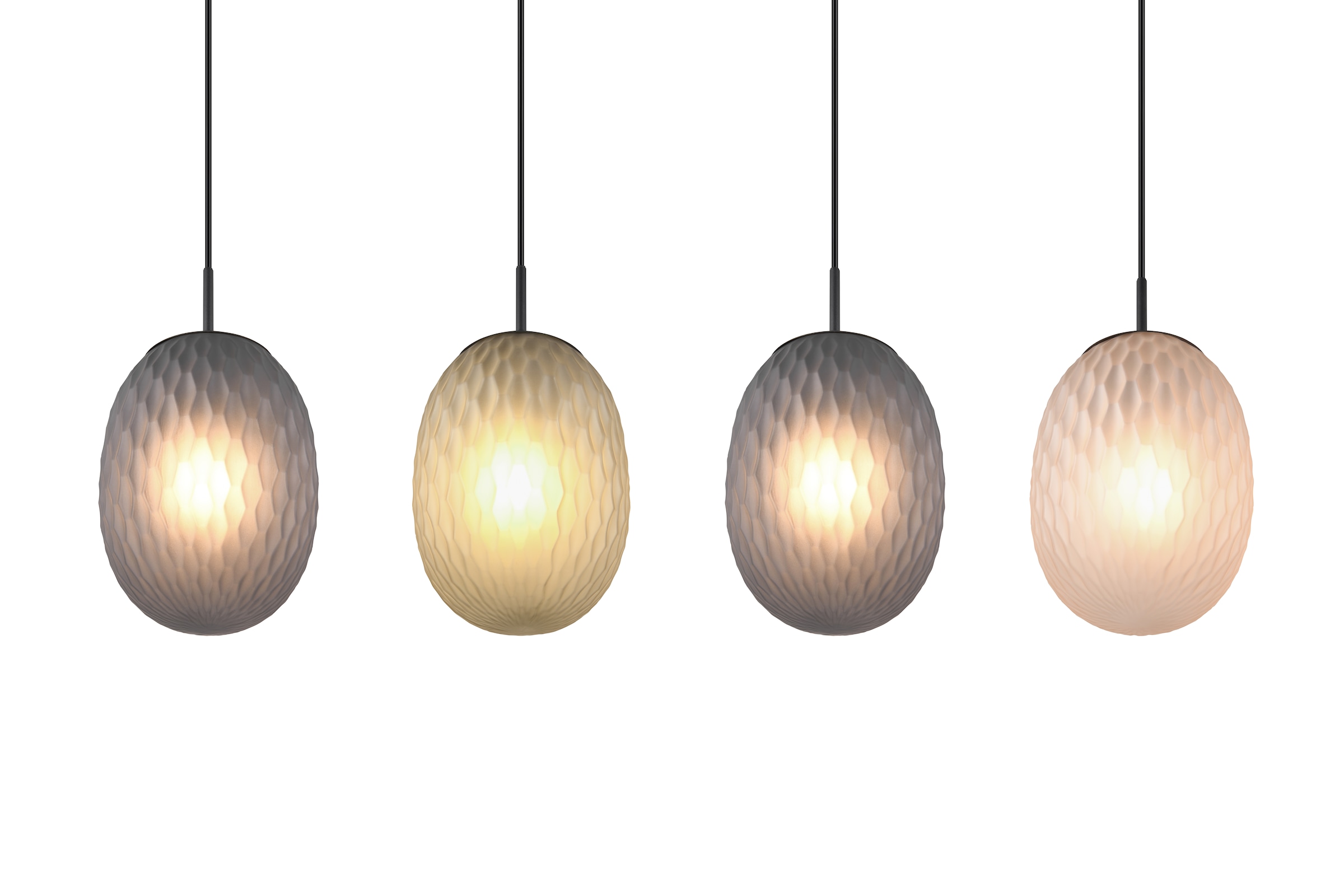 TRIO Leuchten Pendelleuchte »FACETTE, Hängeleuchte 4-flg. mit facettiertem Glasschirm in rauchgrau« E27 1 Stk. warmweiß - kaltweiß exkl. Leuchtmittel E27 max 25W, Höhe einstellbar max 150cm