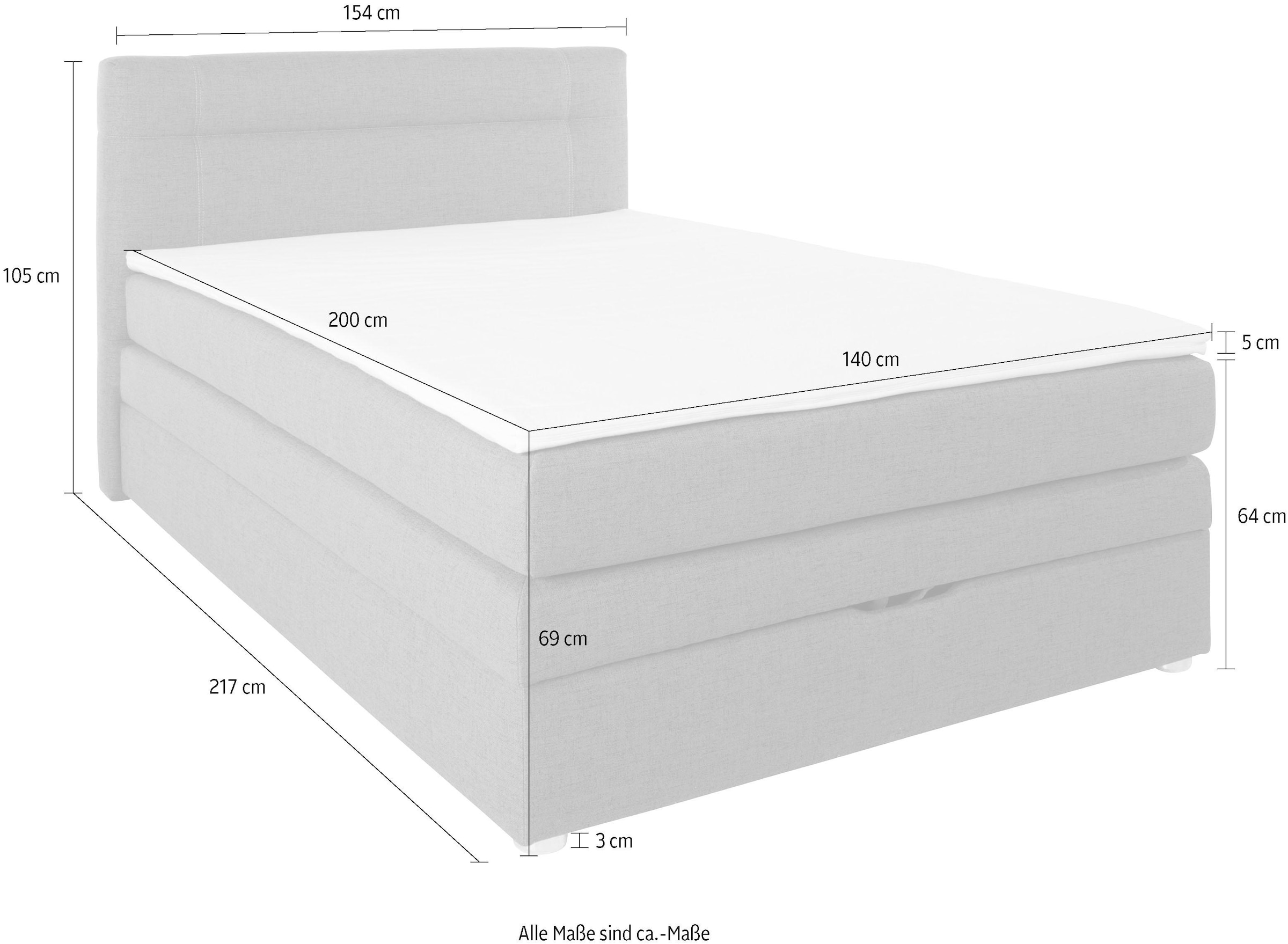 Jockenhöfer Gruppe Boxspringbett »Carmen«, mit Bettkasten und Topper, erhältlich in 120 & 140cm Breite