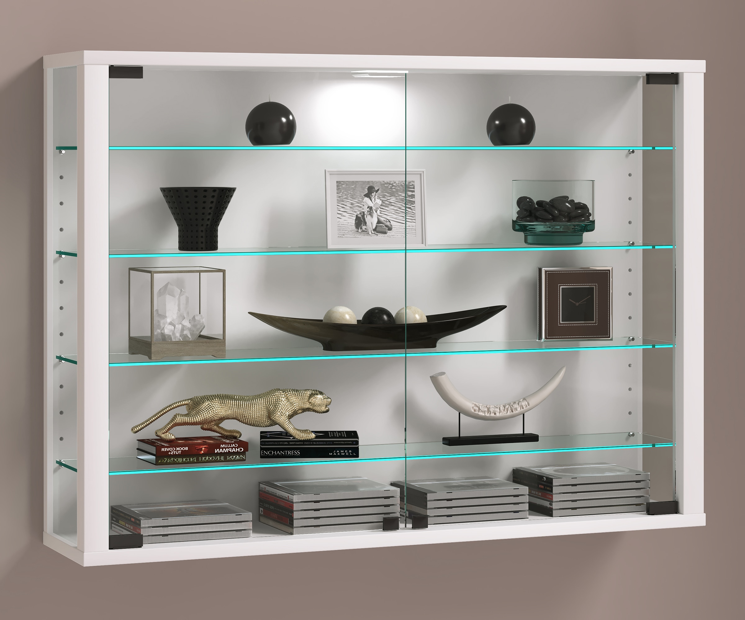 VCM Wandregal »VCM Glasvitrine hängend | Vitrine Glas mit ESG-Sicherheitsglas | Maße: H. 60 x B. 83 x T. 18 cm | Hängevitrine Glas | Modern und platzsparend | Glas Vitrinenschrank - Vitrosa L«