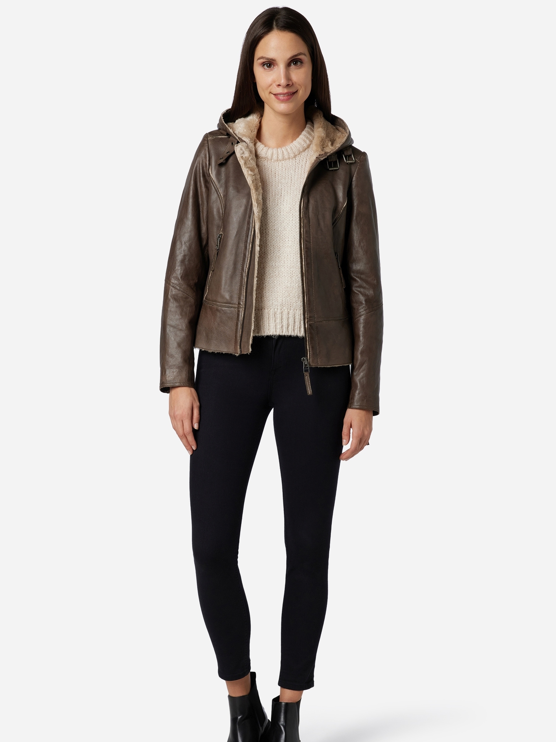 RICANO Bikerjacke »Lederjacke Julie« Handgefertigt aus echtem Leder