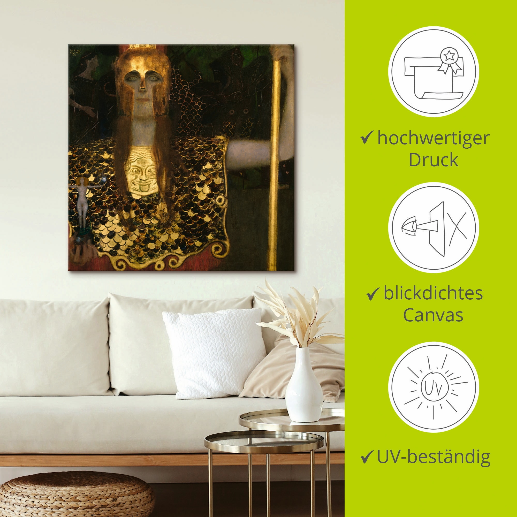 Artland Leinwandbild »Pallas Athene« Götter 1 Stk. tlg. auf Holzrahmen gespannt