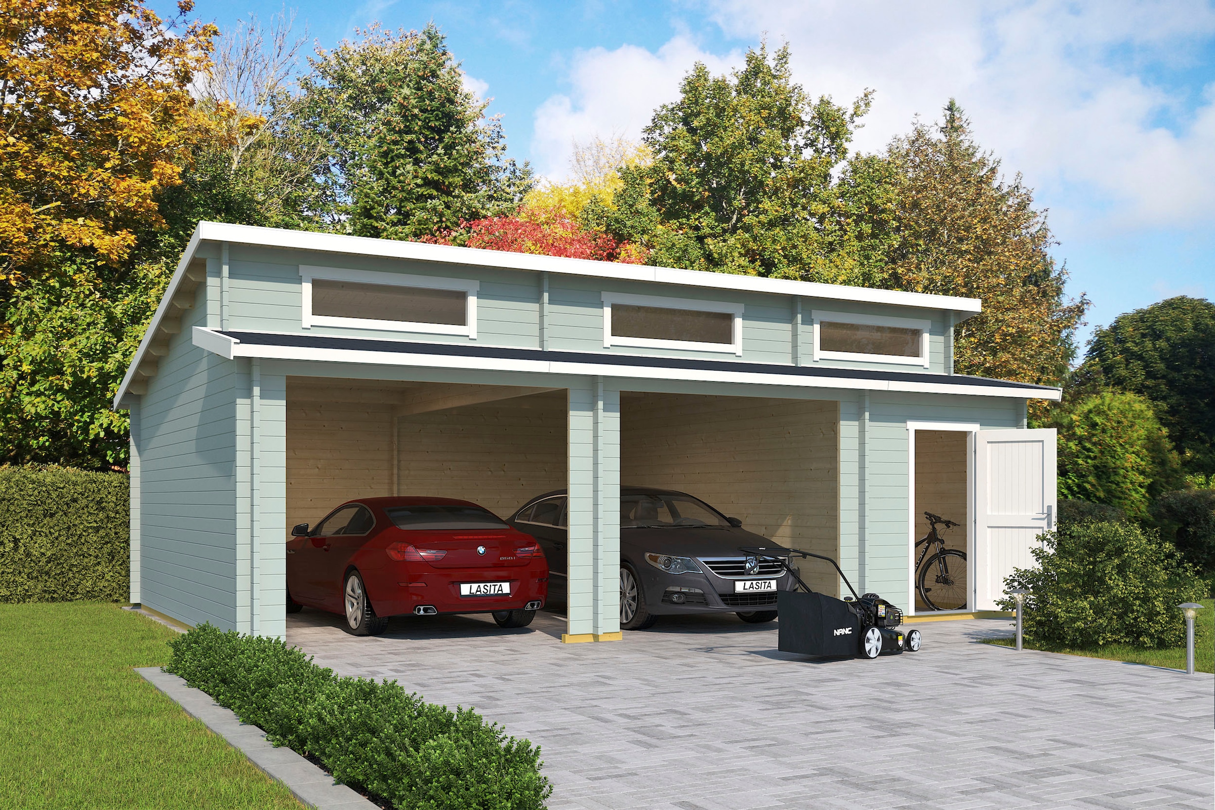 LASITA MAJA Garage »Hawaii«, (Für 2 Fahrzeuge geeignet) online kaufen | mit  3 Jahren XXL Garantie | Garagen