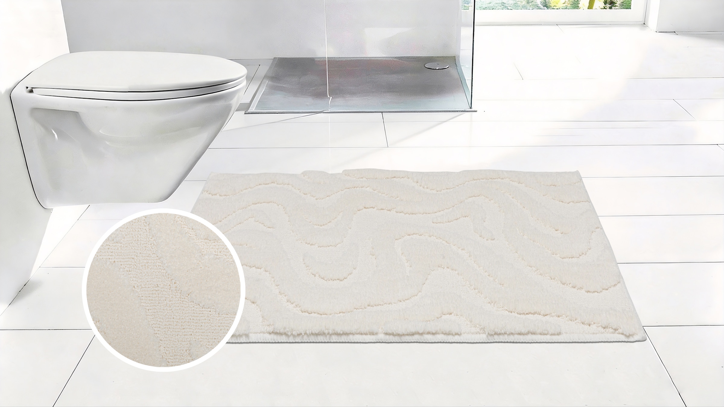 OTTO home Badematte "Wave, Badvorleger, Badezimmer Teppich" Höhe 10 mm rutschhemmend beschichtet fußbodenheizungsgeeignet  schnell trocknend Hoch-Tief-Effekt, modernes Muster, Welle, Badteppich, Duschvorleger