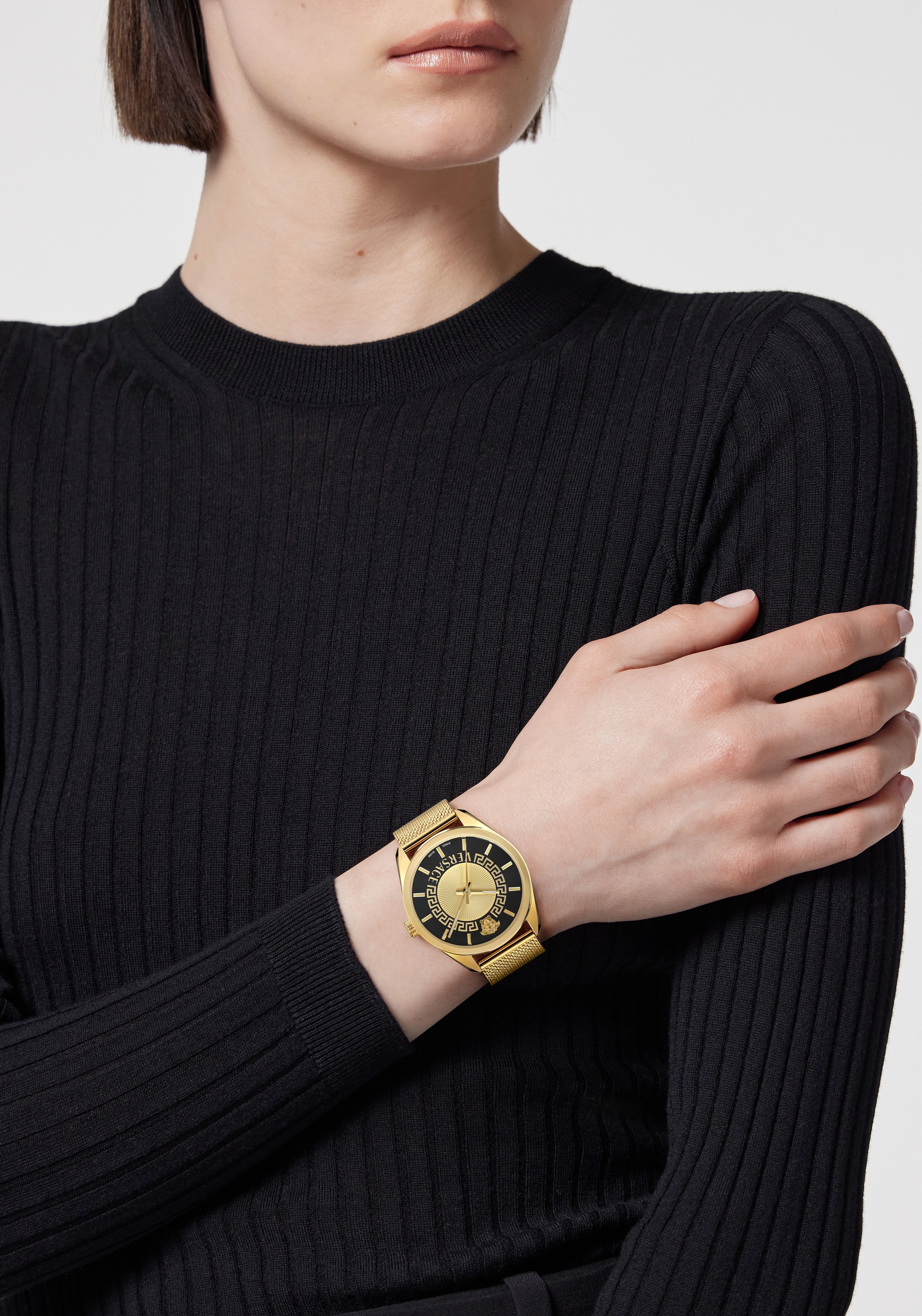 Versace Quarzuhr »NEW V-CIRCLE LADY«, Armbanduhr, Damenuhr, Saphirglas, Swiss Made, analog