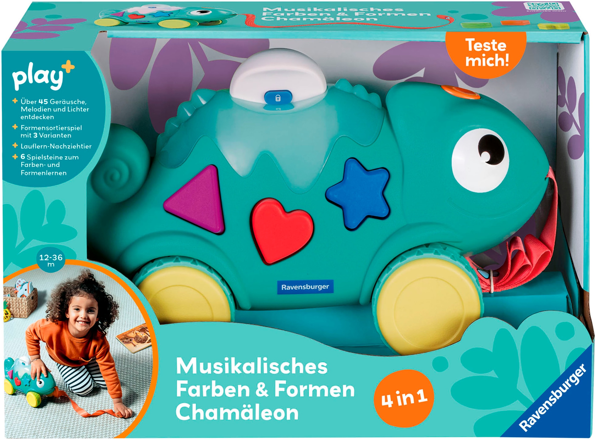 Ravensburger Steckspielzeug »Play+ Musikalisches Farben & Formen Chamäleon«, Made in Europe