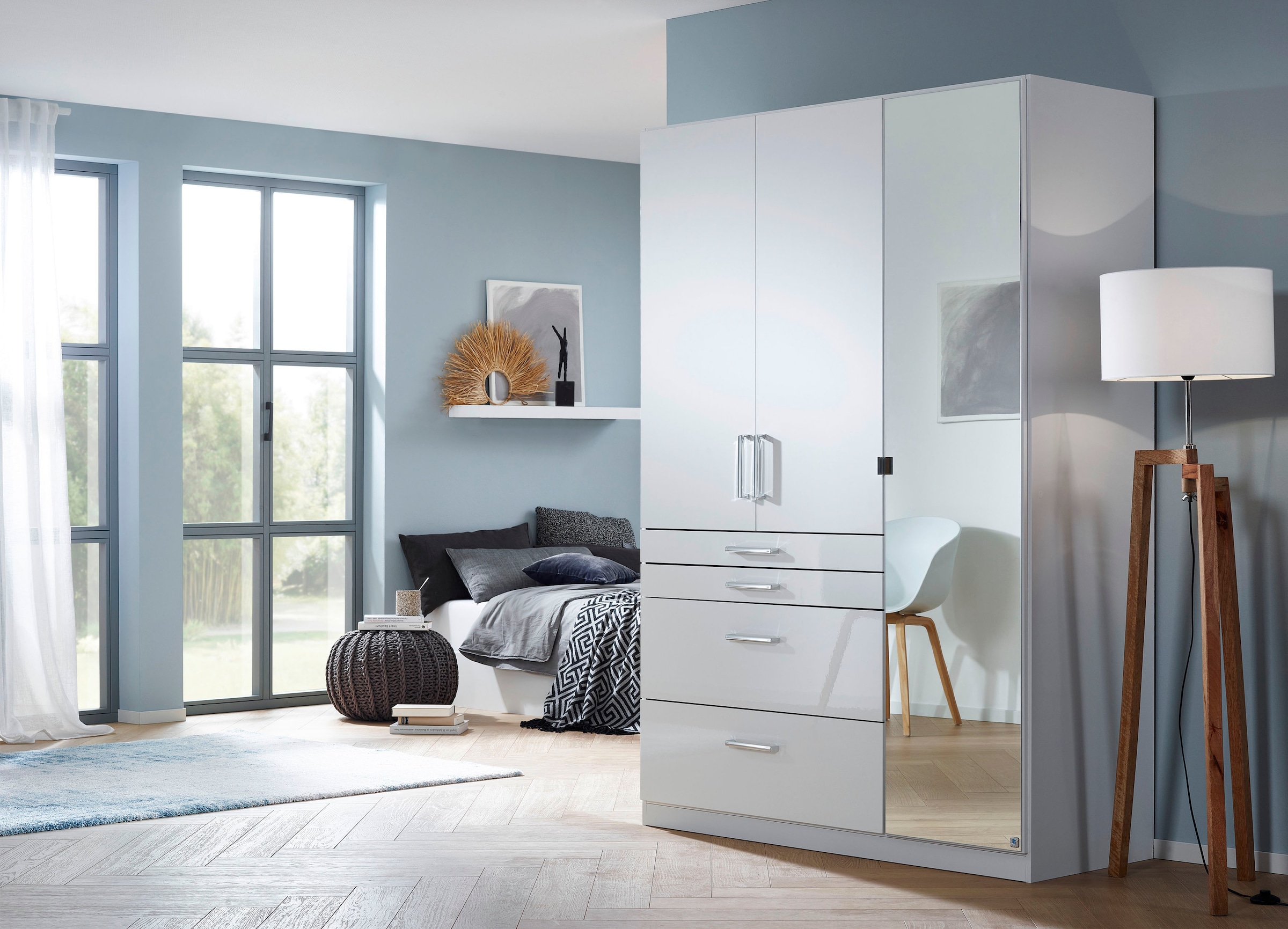 rauch Drehtürenschrank »Kleiderschrank Schrank Garderobe Garderobenschrank Topseller HOMBURG« mit Spiegel, oberer Schubkasten mit Einteilung MADE IN GERMANY