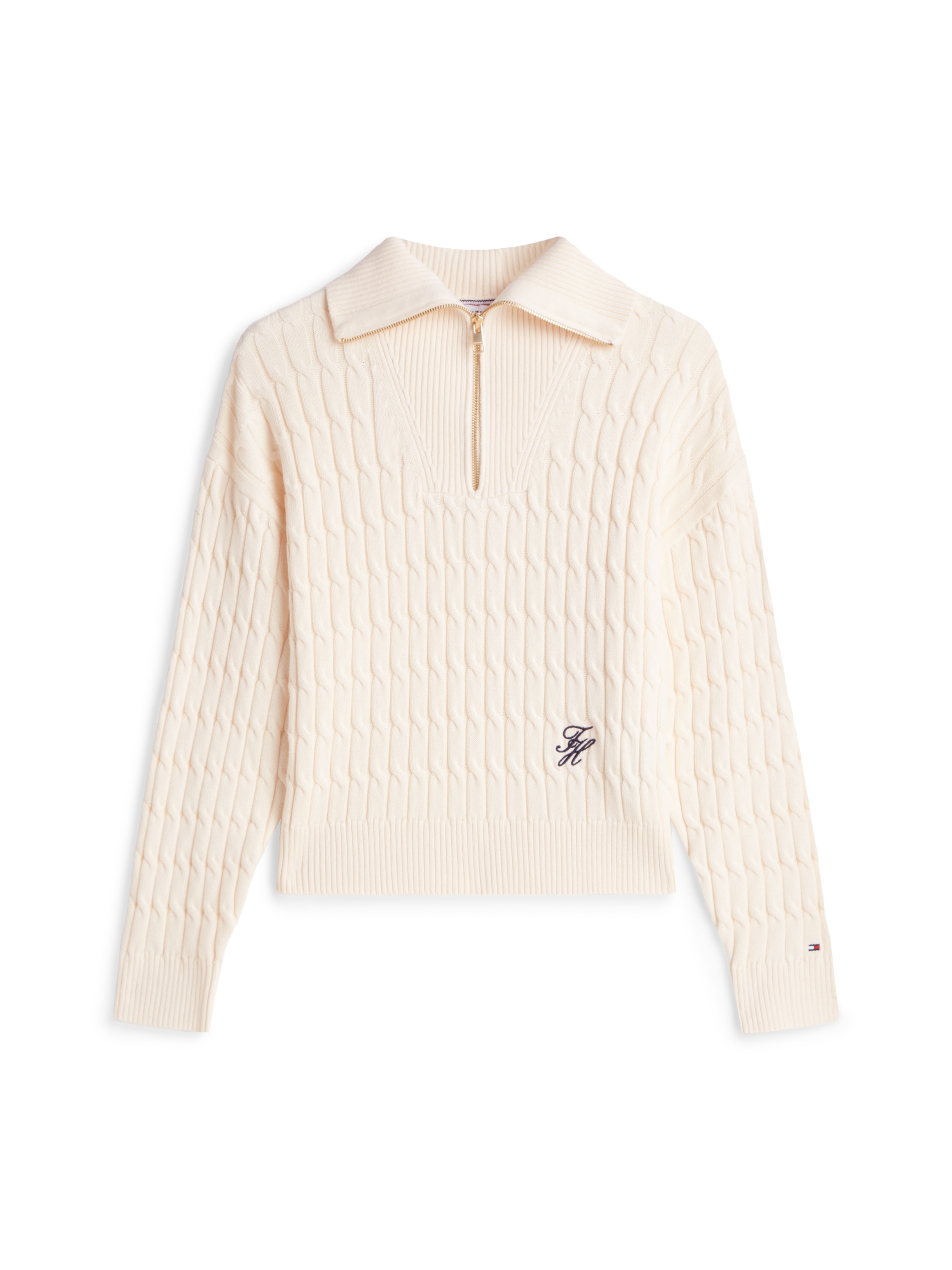 Tommy Hilfiger Troyer »CO CABLE MID GG 1/2 ZIP LS SWT« mit Zopfmuster
