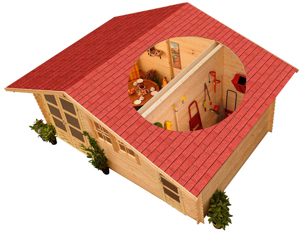 Karibu Gartenhaus »Lagor 2« 38mm, 2 Raumhaus aus hochwertiger nordischer Fichte