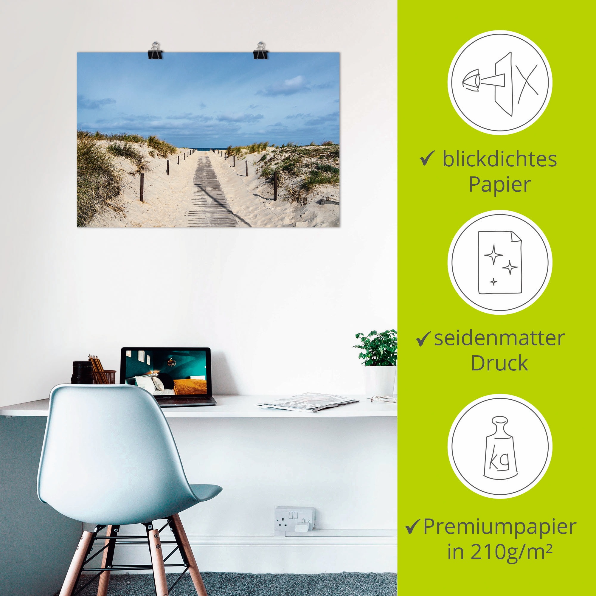 Artland »Strandaufgang an Küste der Ostsee« Strandbilder 1 Stk. tlg. auf Holzrahmen gespannt