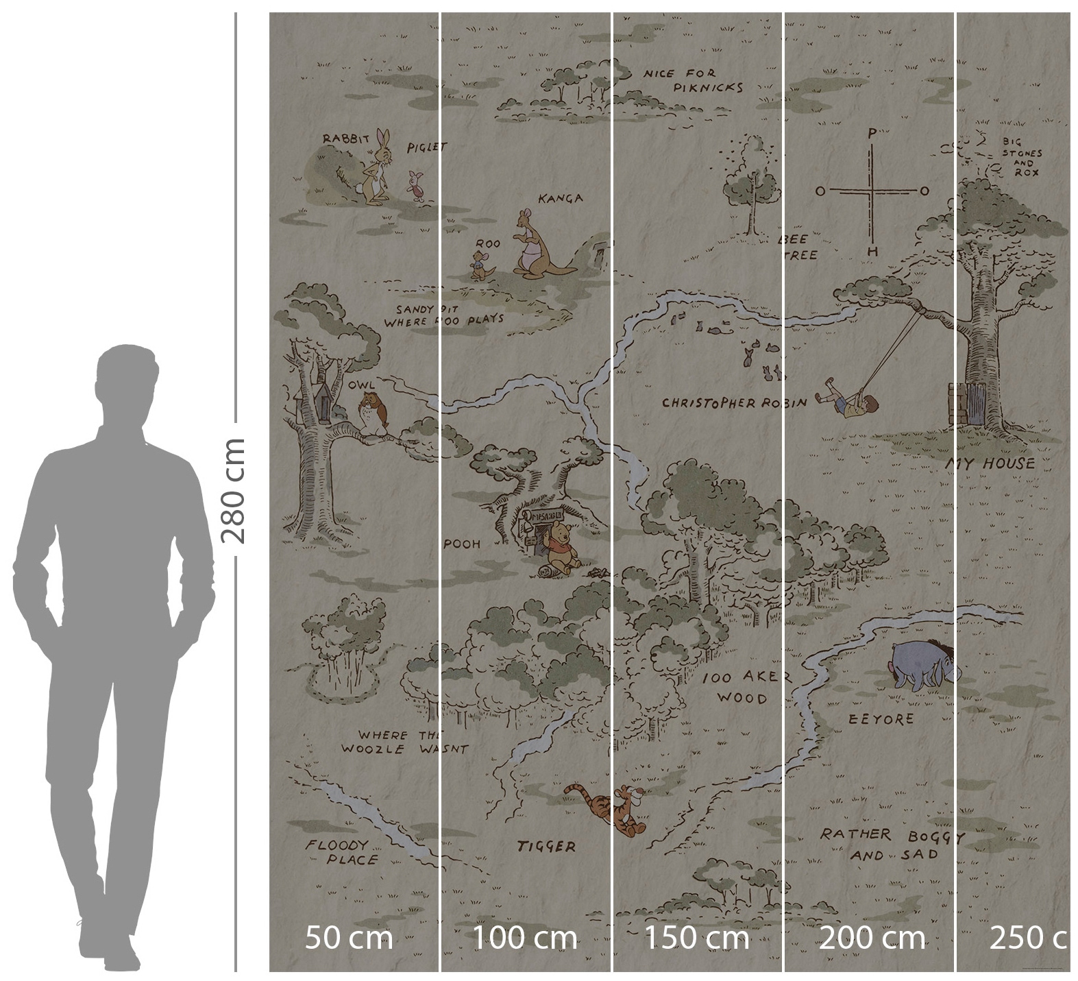 Komar Vliestapete »Winnie the Pooh Map«, 200x240 cm (Breite x Höhe) online  kaufen | mit 3 Jahren XXL Garantie