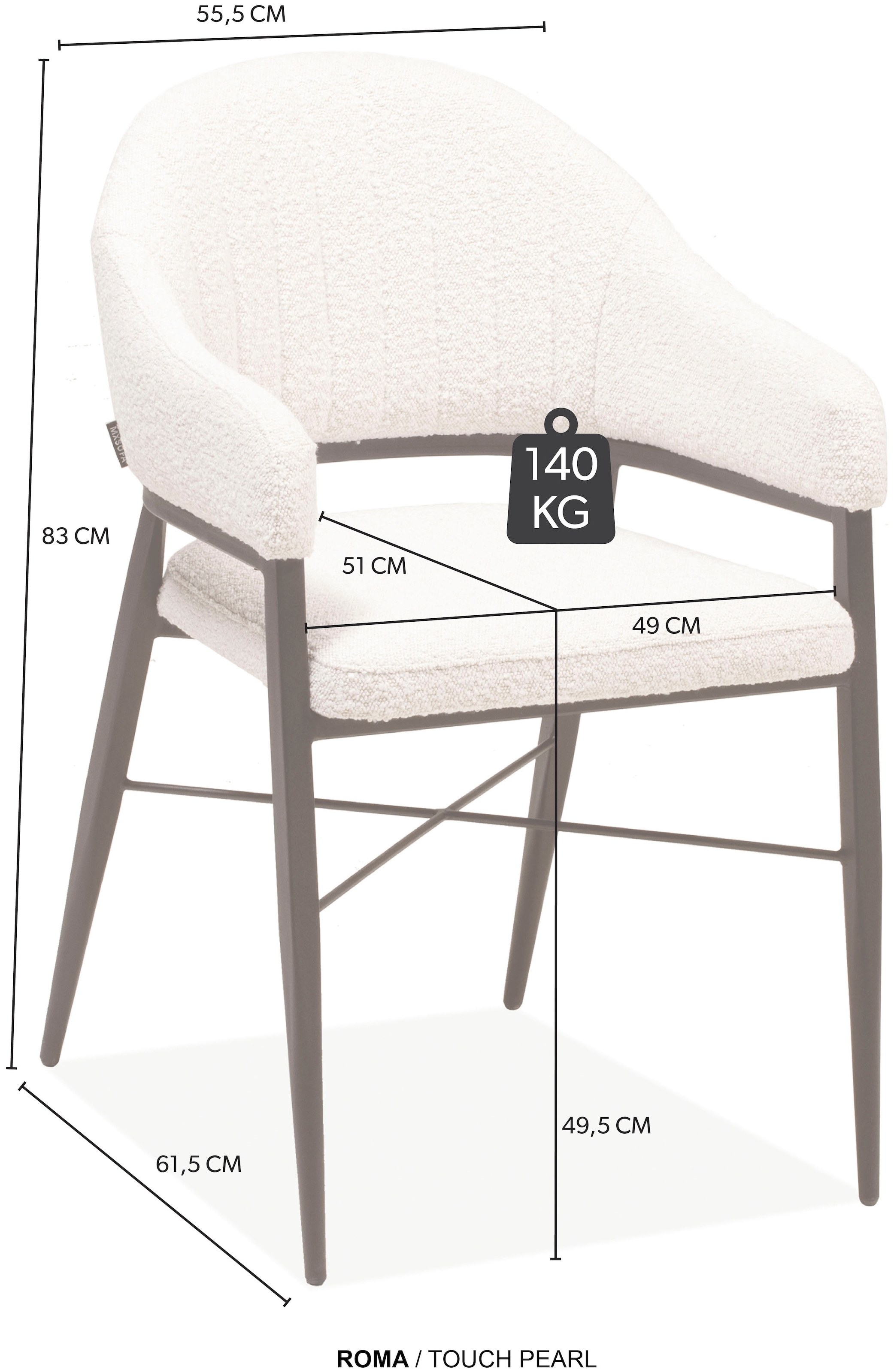 OMG Design Armlehnstuhl »Roma« (Set) 1 Stk.bequemer Esszimmerstuhl, Polsterstuhl mit Bouclé Bezug