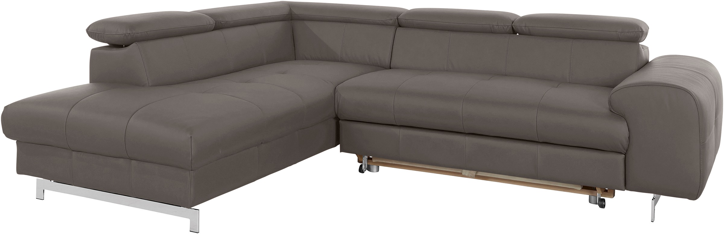 COTTA Ecksofa »Chef L-Form«, mit Kopfteilverstellung, edle Metallkufen, wahlweise mit Bettfunktion