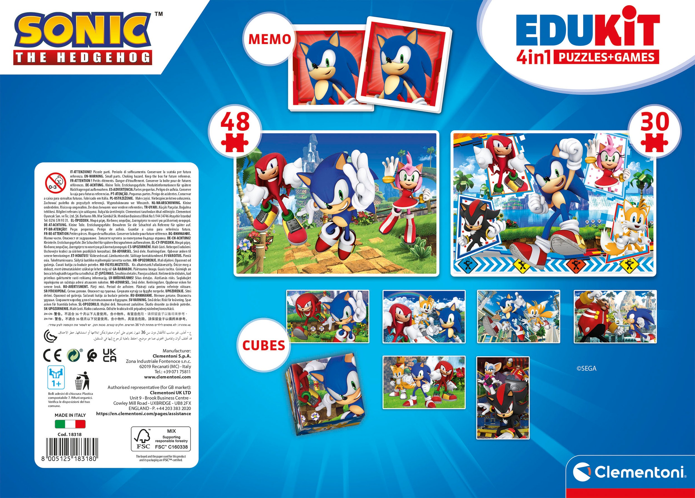 Clementoni® Puzzle »Edukit, 4n1, Sonic«, Made in Europe