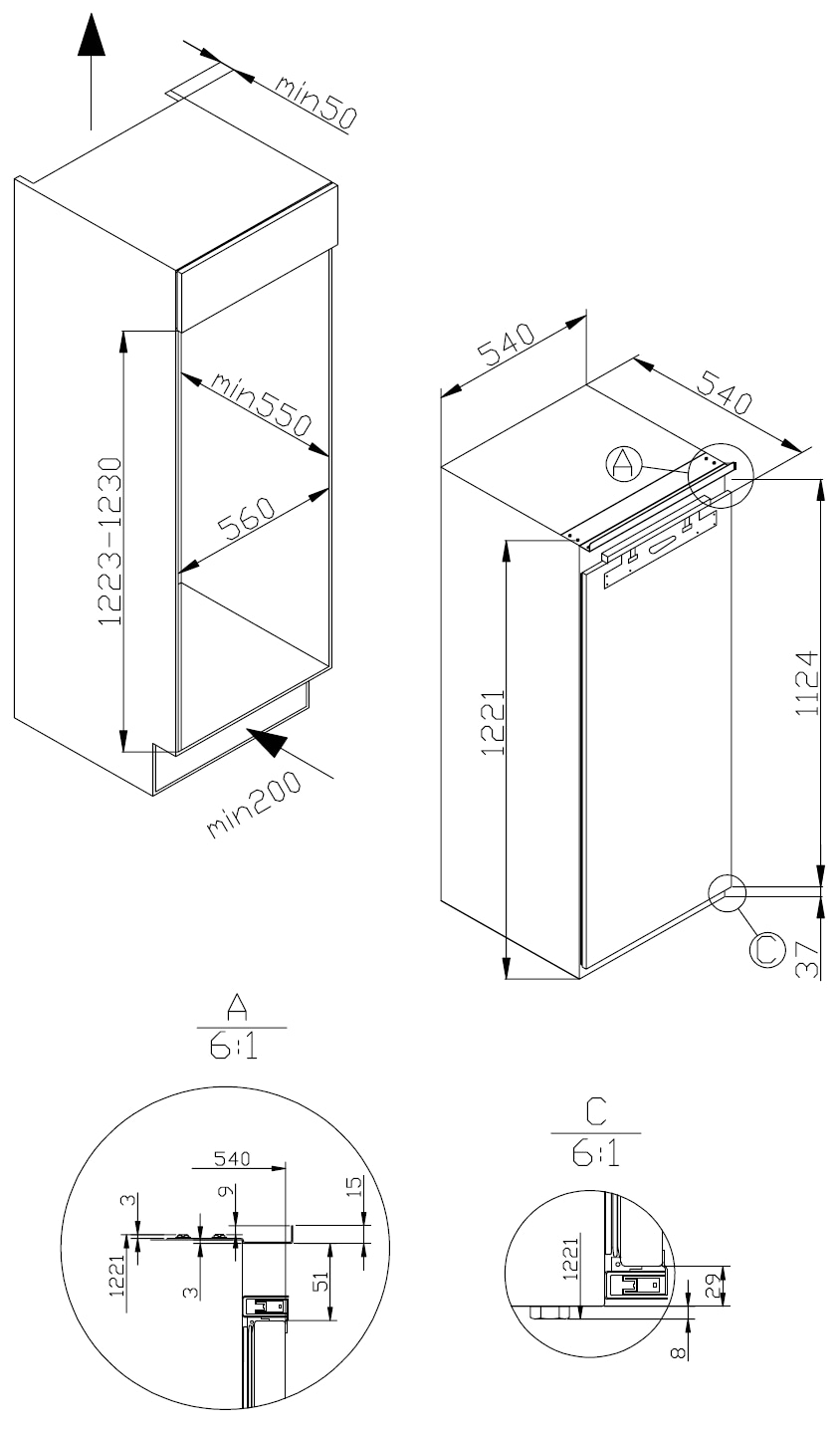 Amica Einbaukühlschrank »UKSD 361 951«, mit Gefrierfach