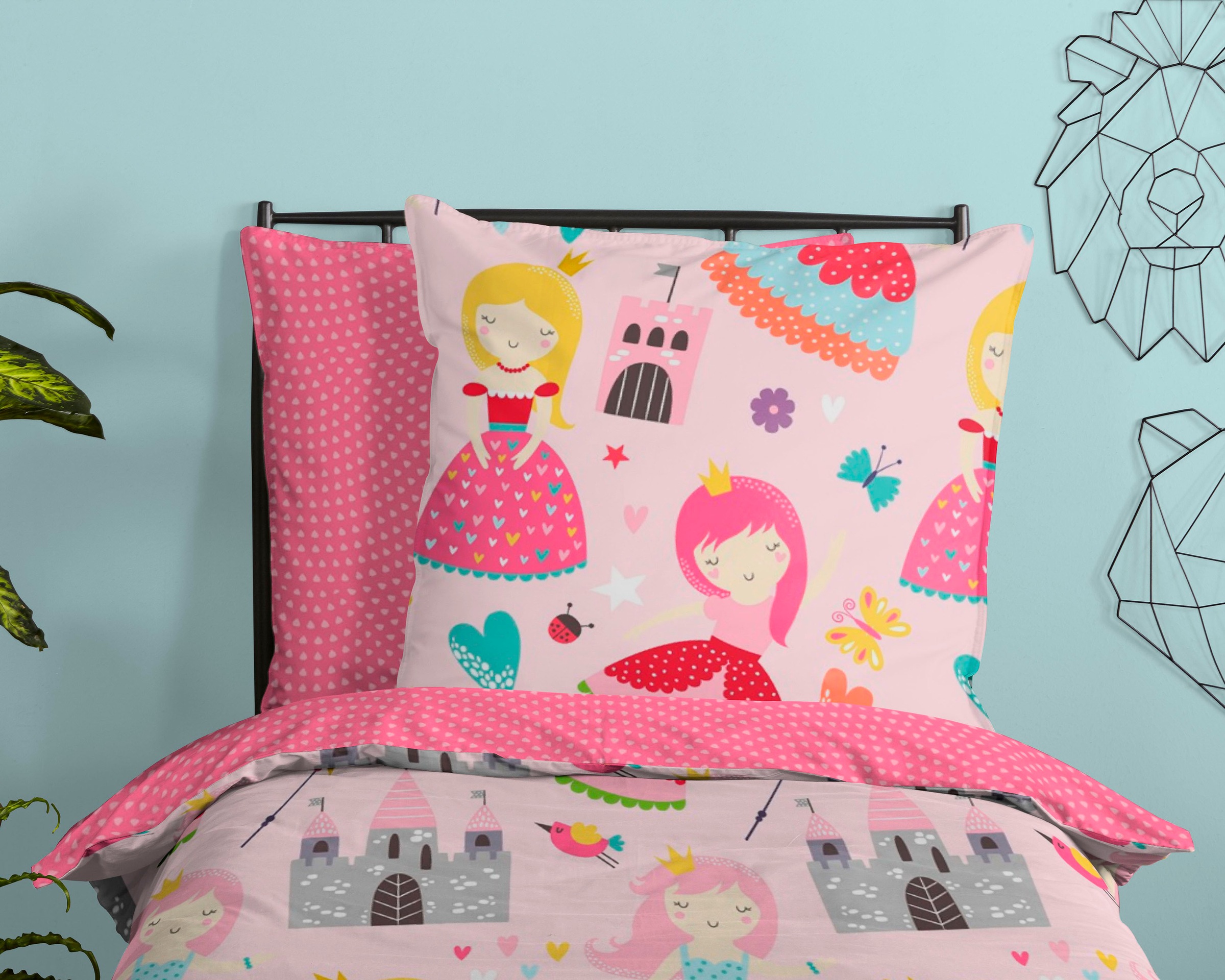 good morning Kinderbettwäsche »Royalty«, Baumwolle, 135x200, Reißverschluss, Wendeoptik, Kind, Mädchen, Rosa