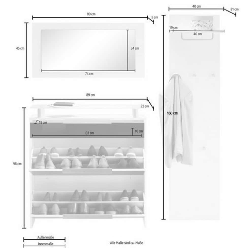 borchardt Möbel Garderoben-Set »Oliva«, (3-tlg.), hängender Schuhschrank