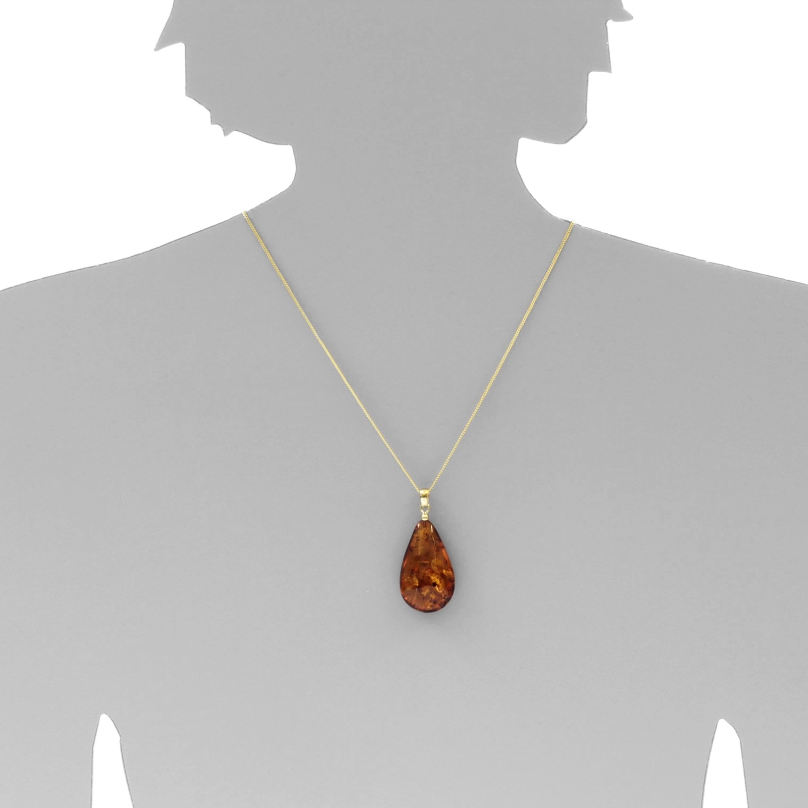 OSTSEE-SCHMUCK Kette mit Anhänger »- Tropfen ca. 38 mm lang - Silber 925/000, vergoldet - Bernstein«