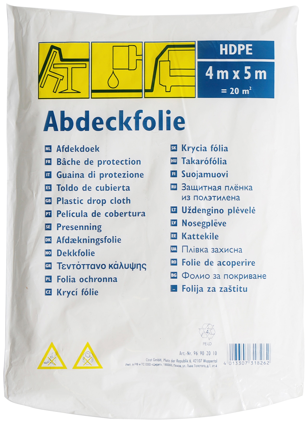 Schutzfolie »Abdeckfolie transparente Staubschutzfolie«, transparent, 4,00 m x 5,00 m