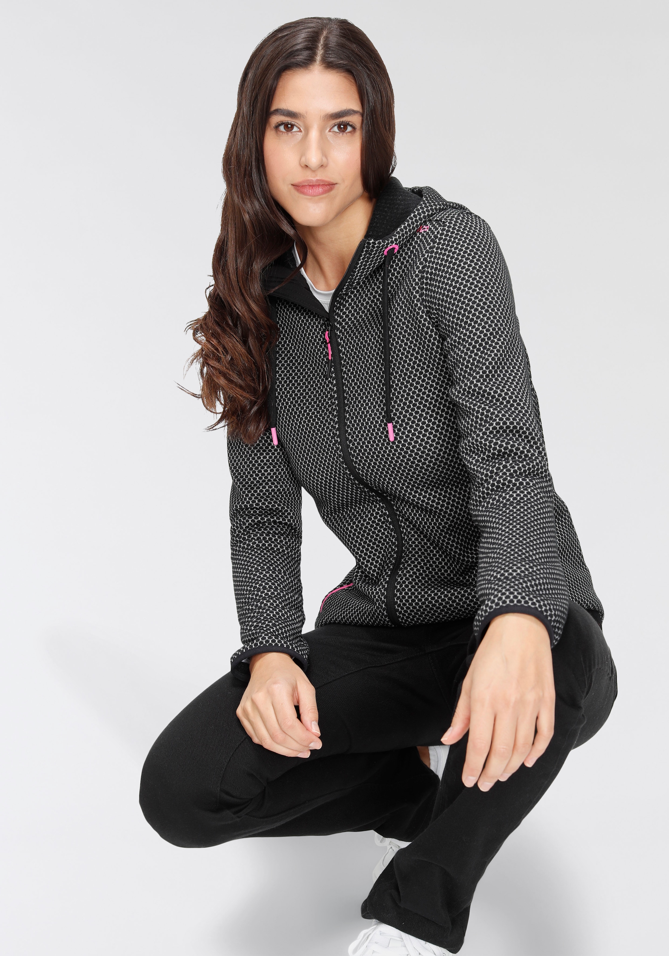 CMP Strickfleecejacke, mit Kapuze, Wärmend & windabweisend & Atmungsaktiv