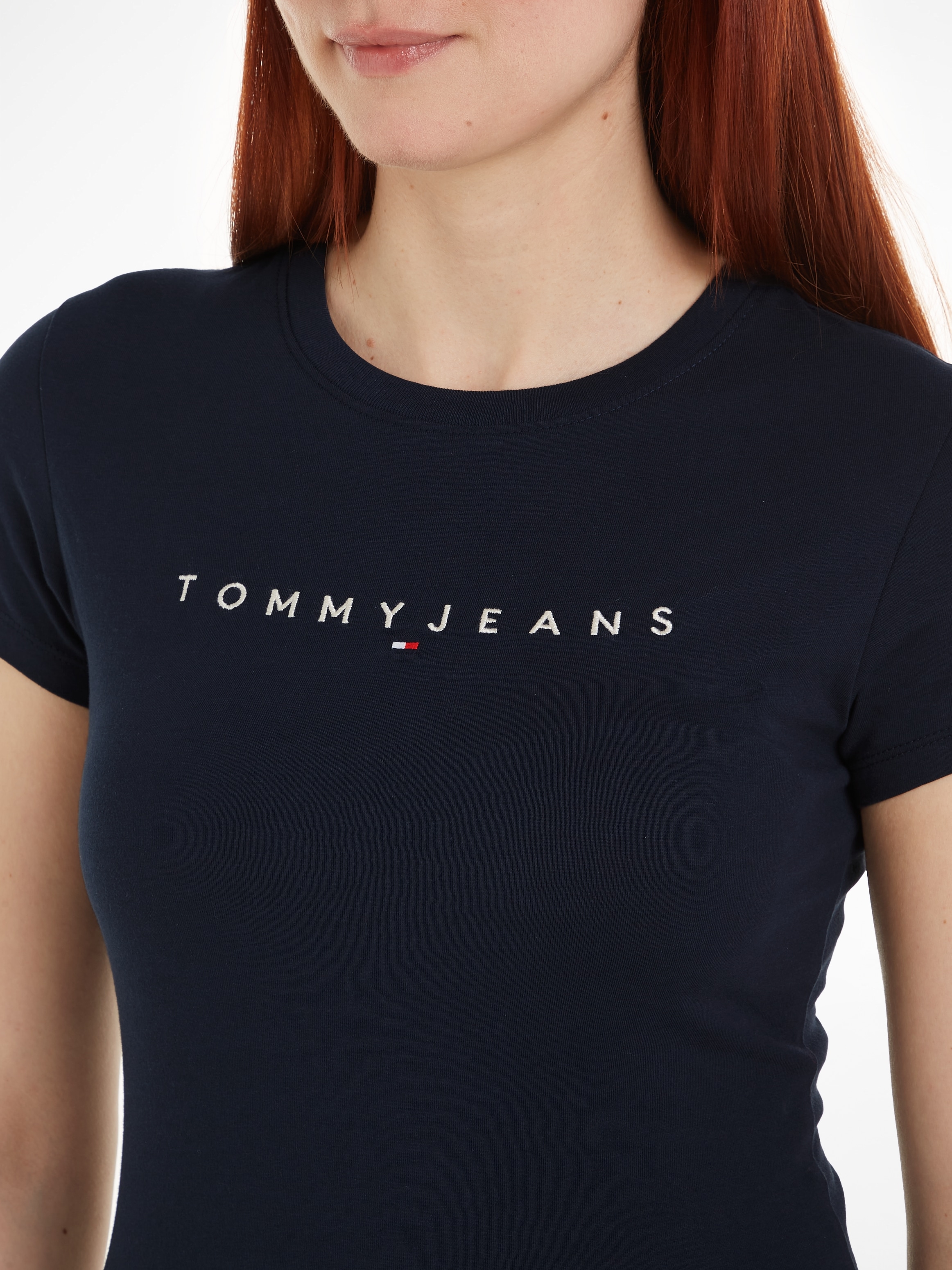Tommy Jeans T-Shirt »Slim Tee Linear Logo Shirt«, mit Logostickerei