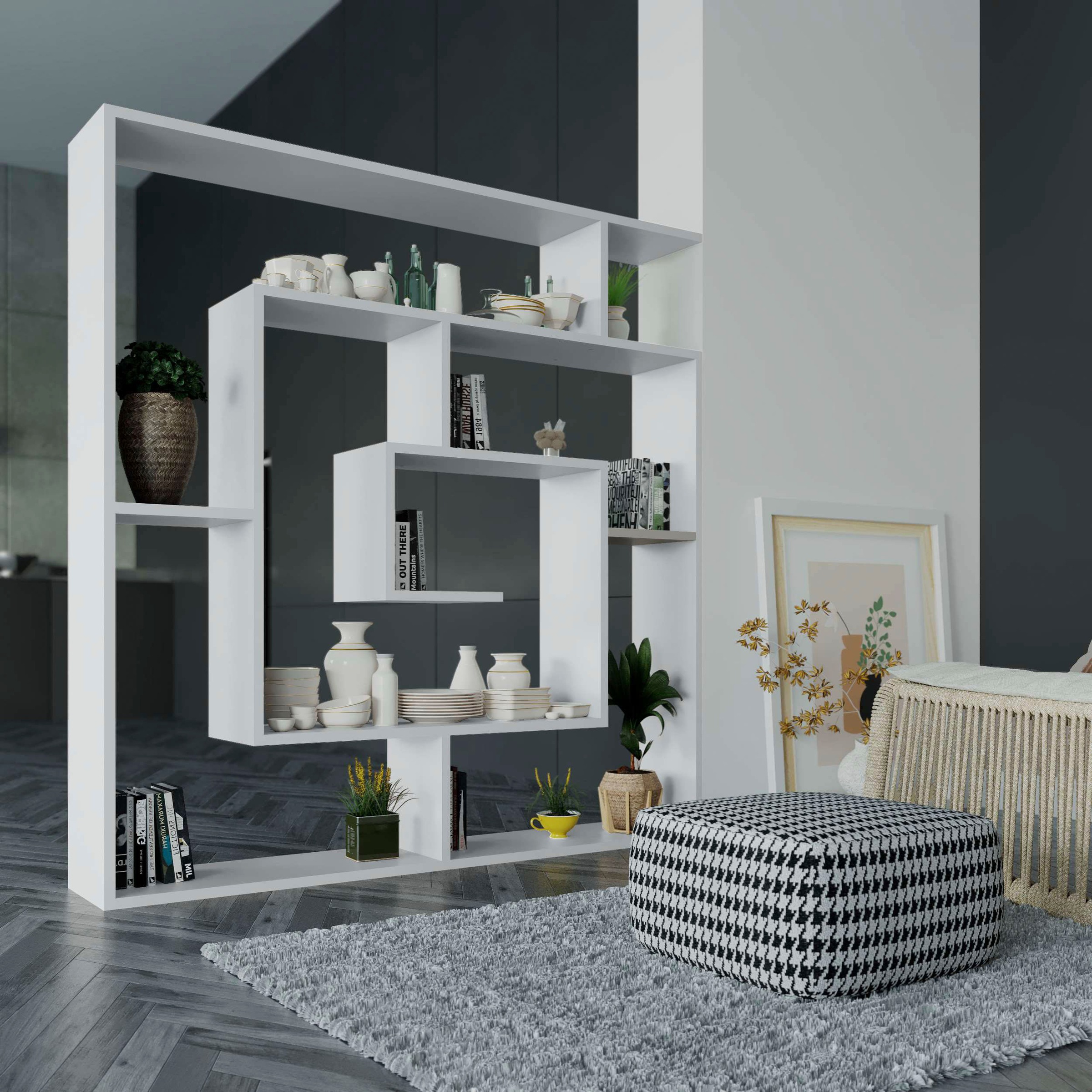 Decortie Bücherregal »Labirent Bücherregal«, (Packung), Leichte Montage, Lagerung, Platzsparend