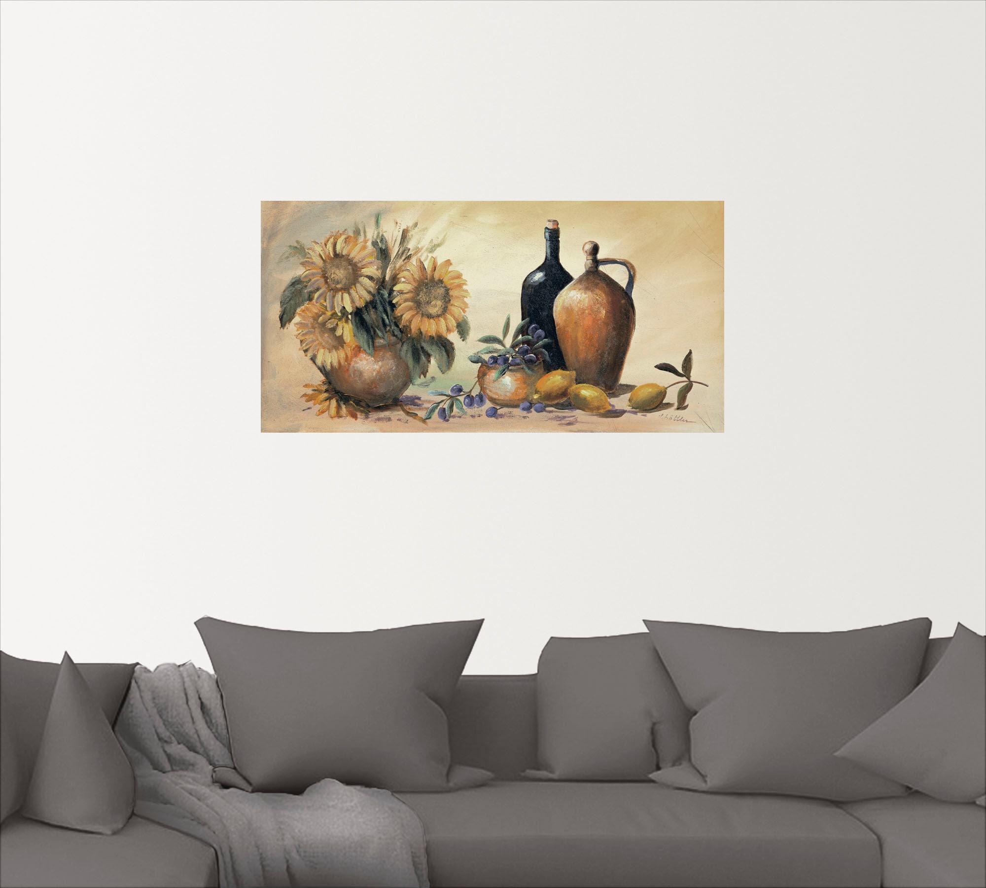 Artland Wandbild »Stillleben mit Sonnenblumen«, Vasen & Töpfe, (1 St.), als Leinwandbild, Poster, Wandaufkleber in verschied. Größen