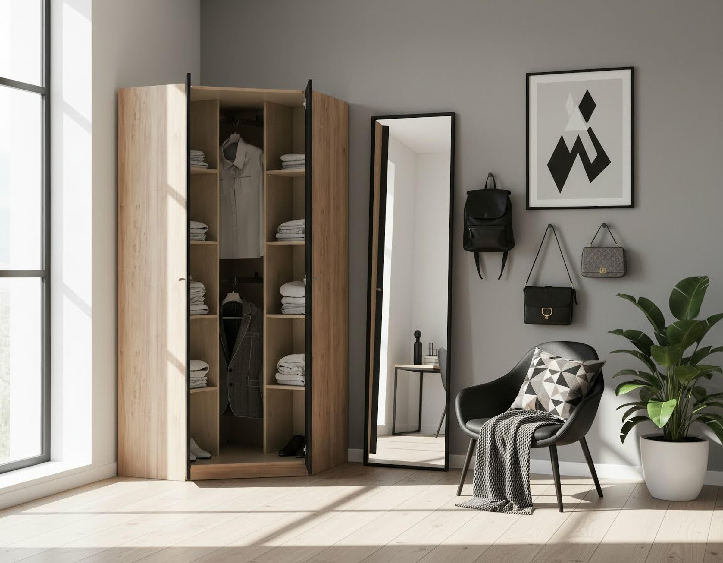 priess Eckkleiderschrank »Barcelona Kleiderschrank Ecklösung Raumwunder« in 2 Tiefen Schrank Eckschrank Garderobe