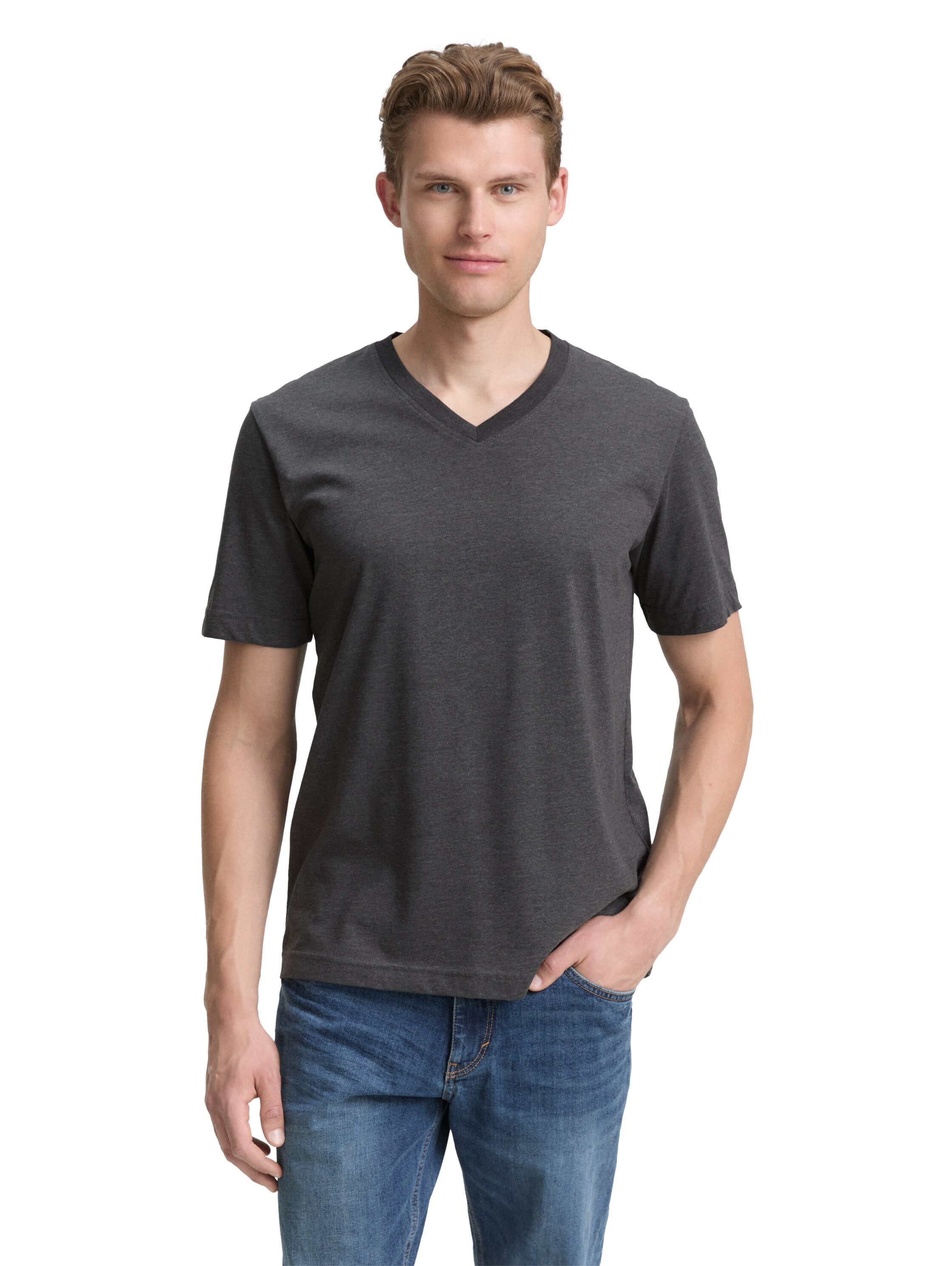 TOM TAILOR T-Shirt Packung, 2 Stk. mit V-Ausschnitt, Doppelpack