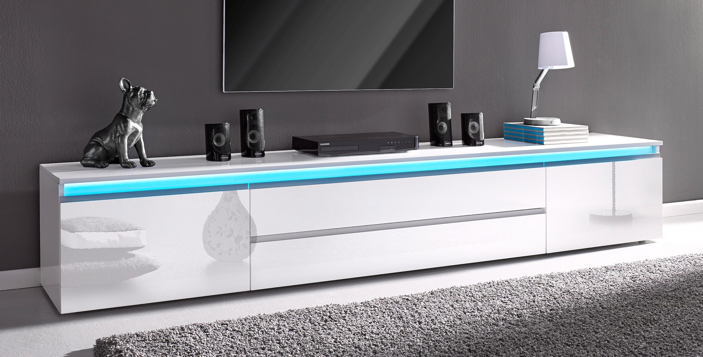 INOSIGN Lowboard »Magic,Lowboard,TV-Kommode,TV-Möbel,TV-Bank«, mit 2 Türen und 2 Schubkästen (B/T/H) 240x40x40 cm