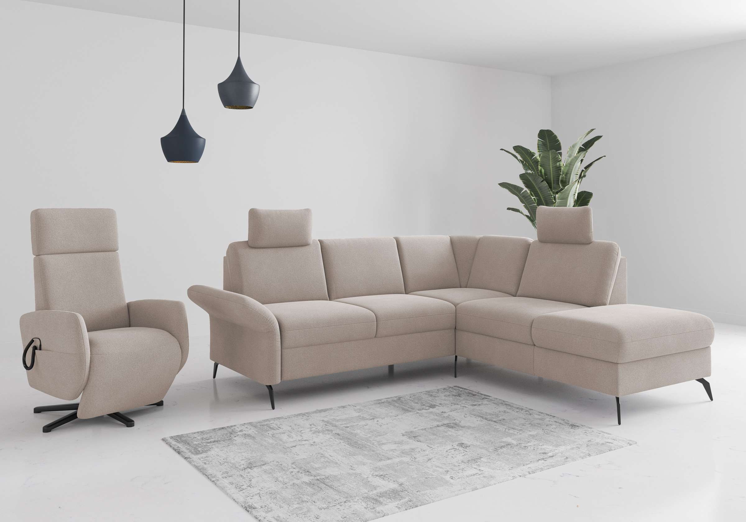 Home affaire Ecksofa »Rochelle«, wahlweise mit Bettfunktion, Bettkasten und Armteilverstellung