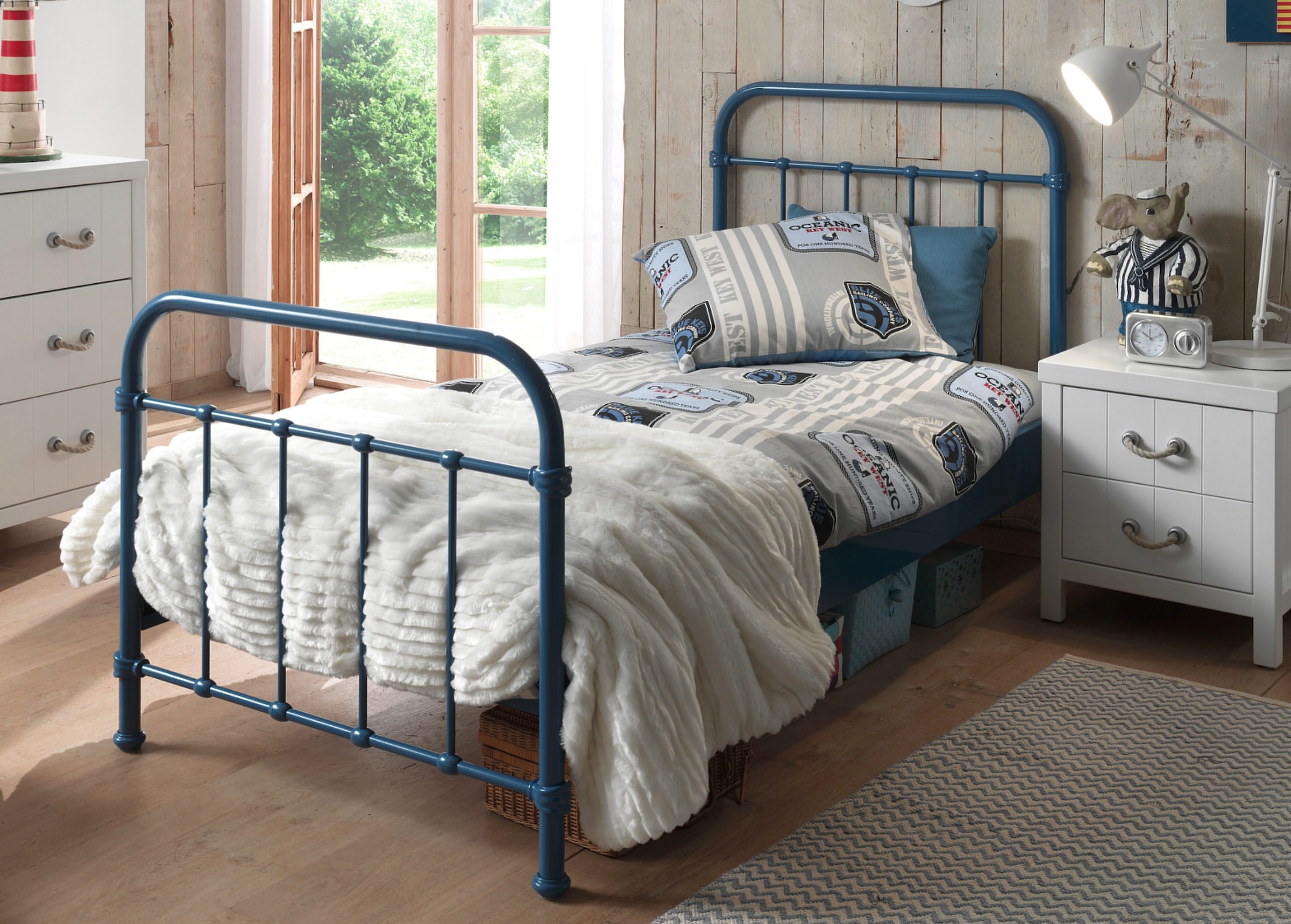 Vipack NEW YORK Lit en métal 90x200cm Bleu