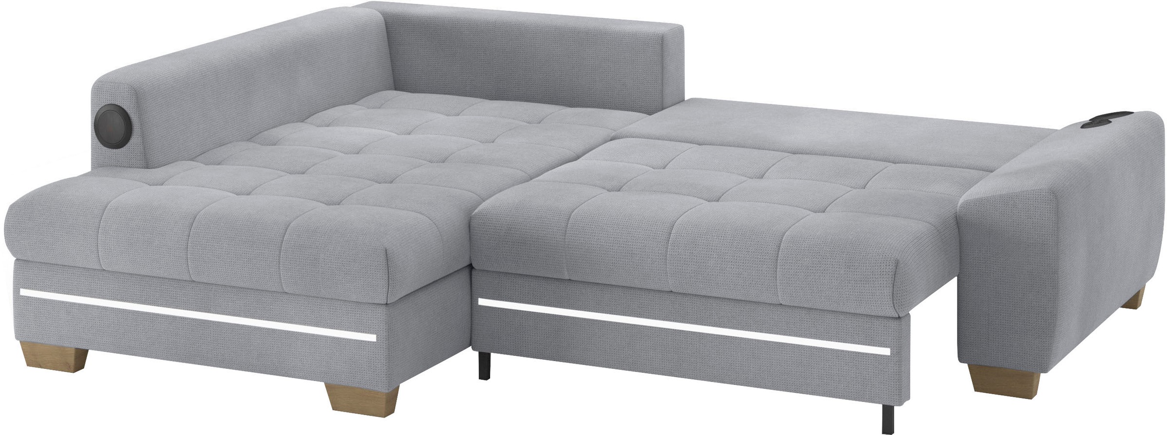 Mr. Couch Ecksofa »Nikita II, L-Form«, mit Kaltschaum, RGB-LED, Soundsystem, wahlweise mit Bett, Bettkasten