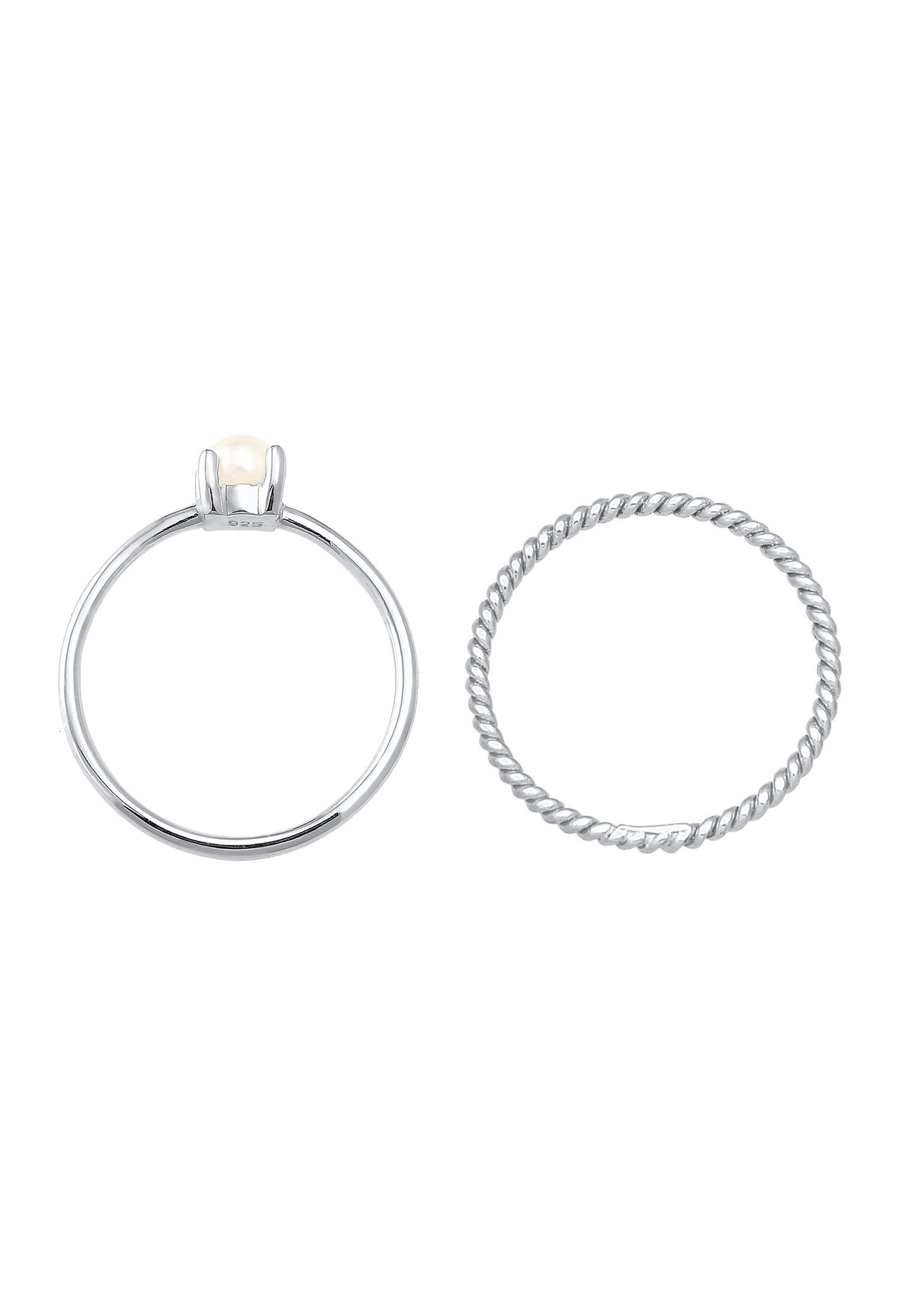 Elli Premium Ring-Set »Ring Ringset Perle Twisted 925 Silber«