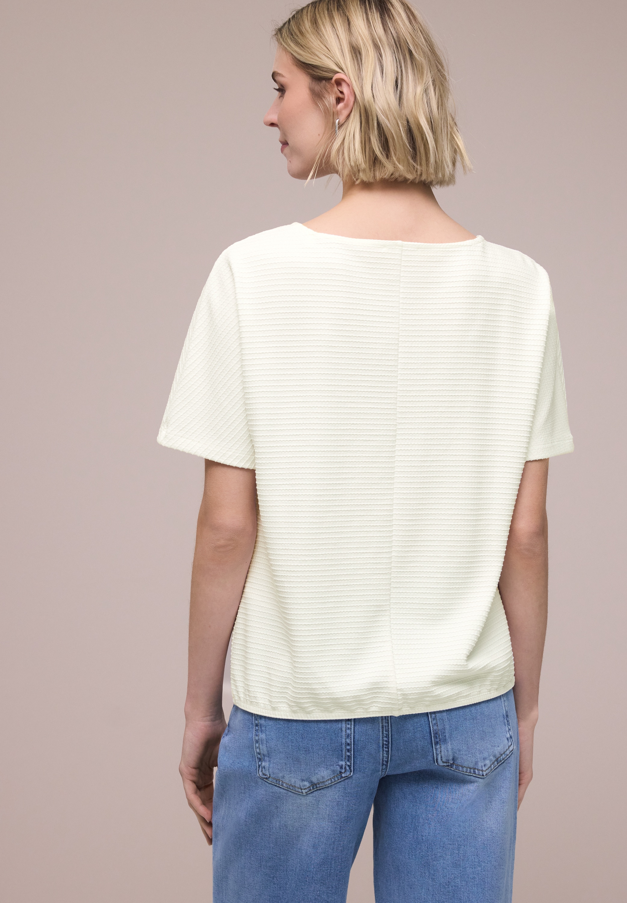 STREET ONE Kurzarmshirt Sommershirt in Struktur-Optik