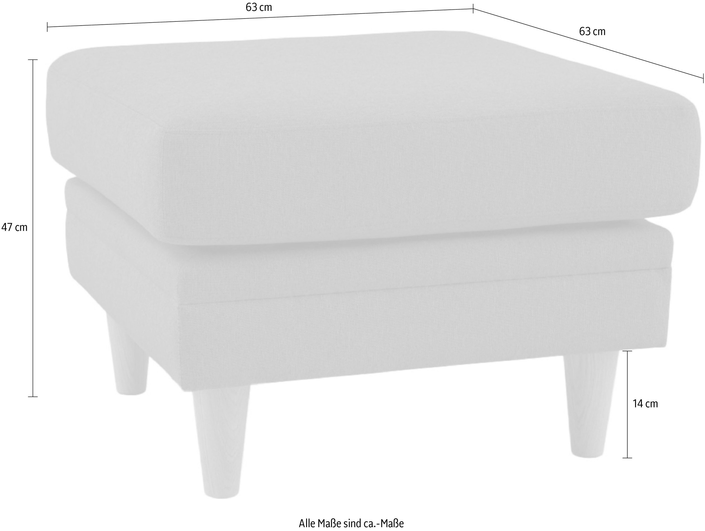 Home affaire Polsterhocker »Arellano, Breite 63 cm« 1 Stk. tlg. klassisches Design, mit Massivholzfüßen, Webstoff fein, Chenille