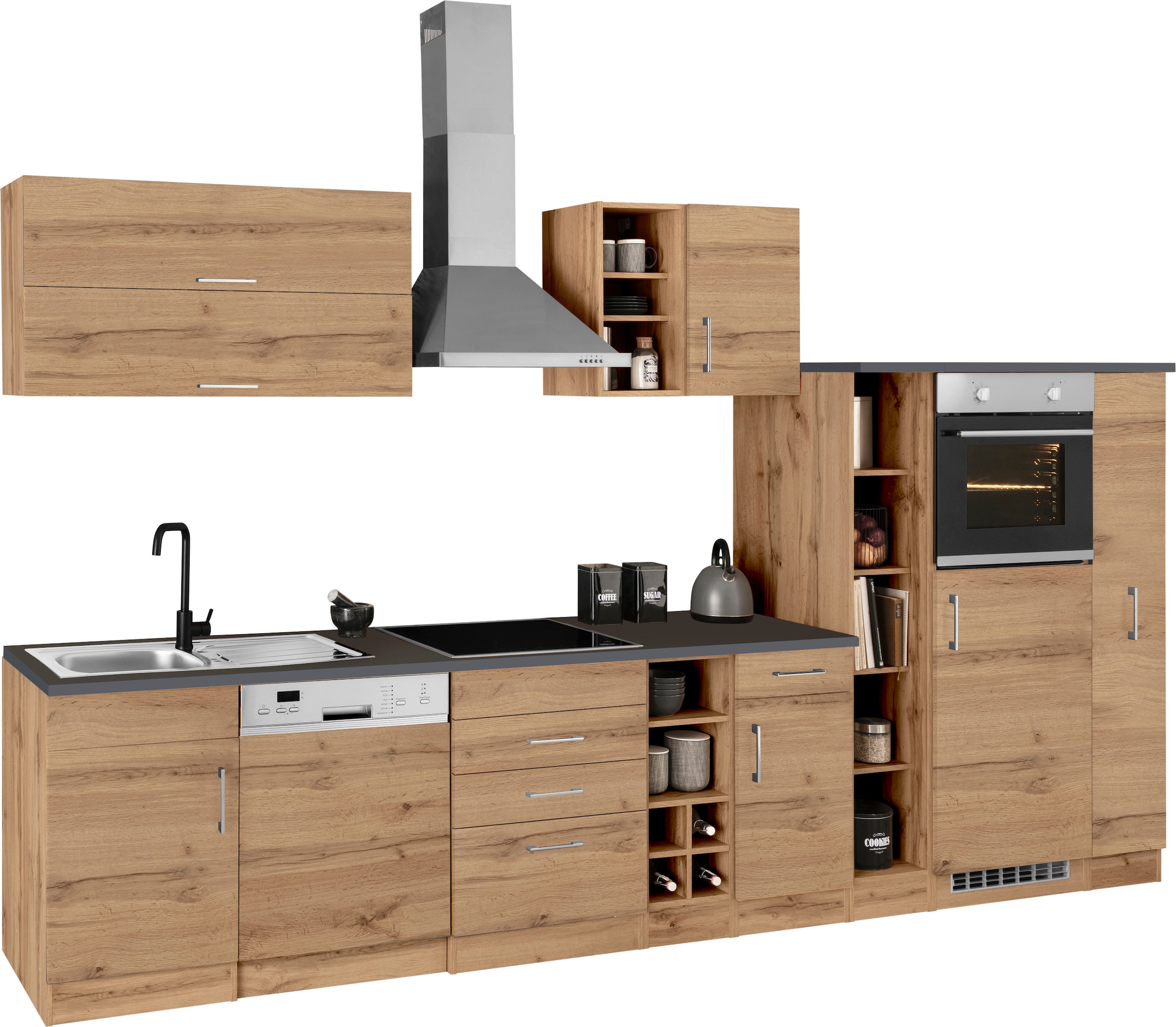 KOCHSTATION Küchenzeile »KS-Colmar« mit E-Geräten, Breite 360 cm