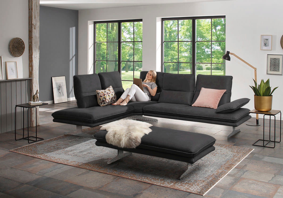 W.SCHILLIG Ecksofa »broadway, Designsofa, mit tollem Sitzkomfort, L-Form«, Sitztiefenverstellung, Kopfteil- & Seitenteilverstellung, Breite 284cm