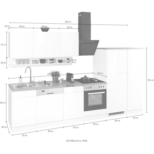 HELD MÖBEL Küche »Virginia«, Breite 330 cm, wahlweise mit E-Geräten auf  Rechnung kaufen