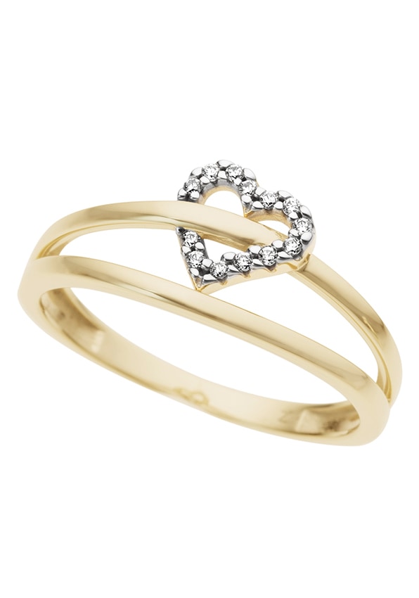Firetti Diamantring »Schmuck Geschenk Gold 333 Damenring Goldring Diamant Herz«, mit Brillanten