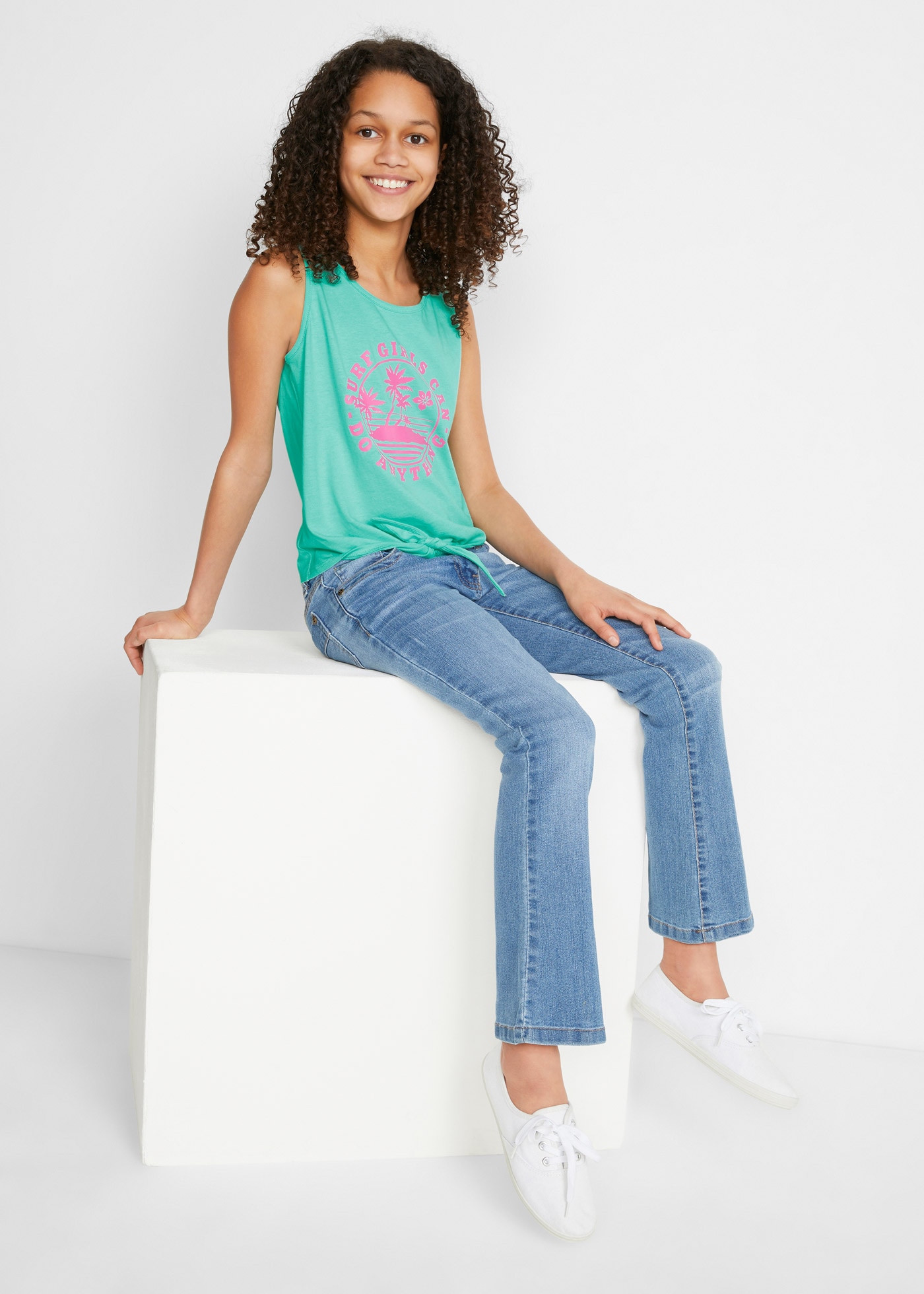 bonprix Shirttop Packung, 2, 2 Stk. Regular Fit, ärmellos, mit Print, aus Baumwolle