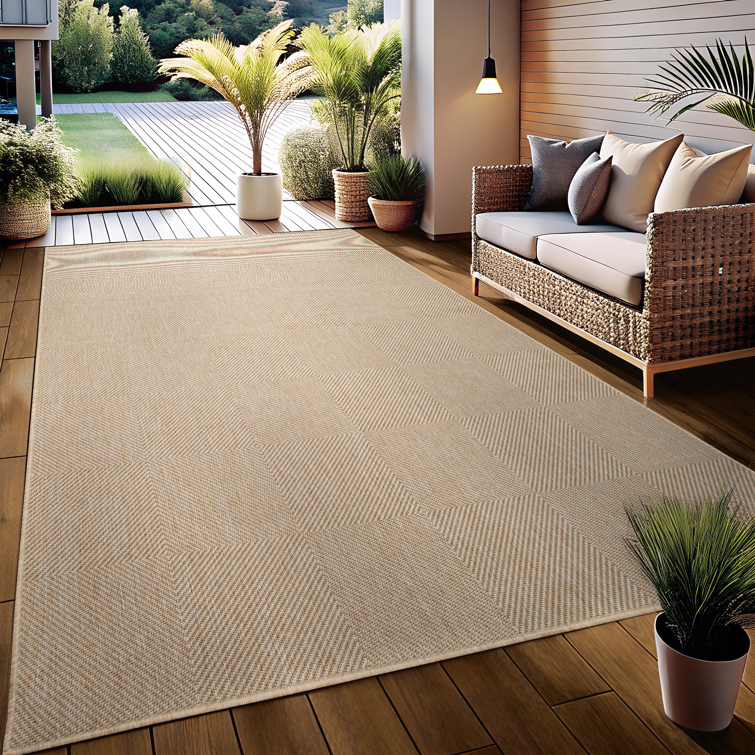 my home Teppich »Anna, auch als Läufer erhältlich«, rechteckig, 3 mm Höhe, In- und Outdoor geeignet, Sisal-Optik, Wetterfest & UV-beständig