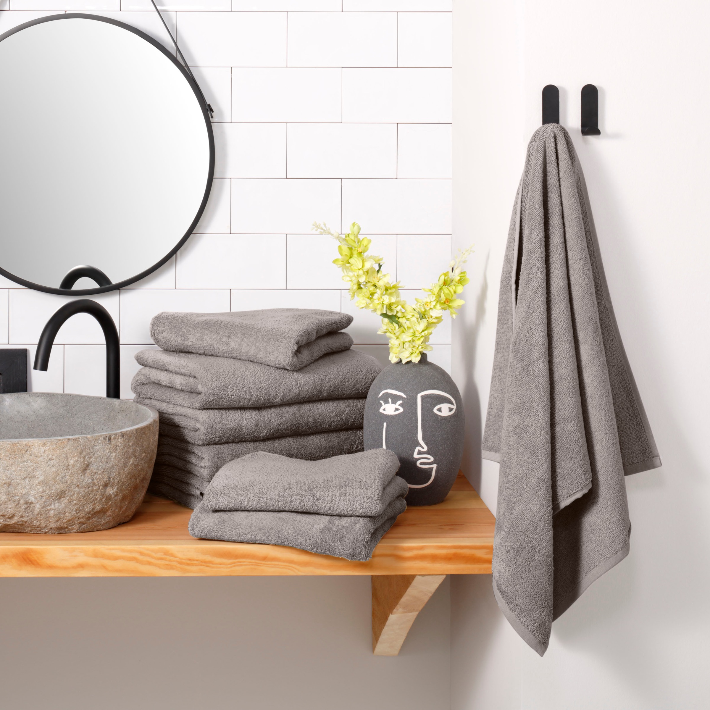 my home Handtuch Set »Merida, 4 Duschtücher 70x140cm, 4 Handtücher 50x100cm« 8 Frottier kuschelig weich, einfarbig, 100% Baumwolle