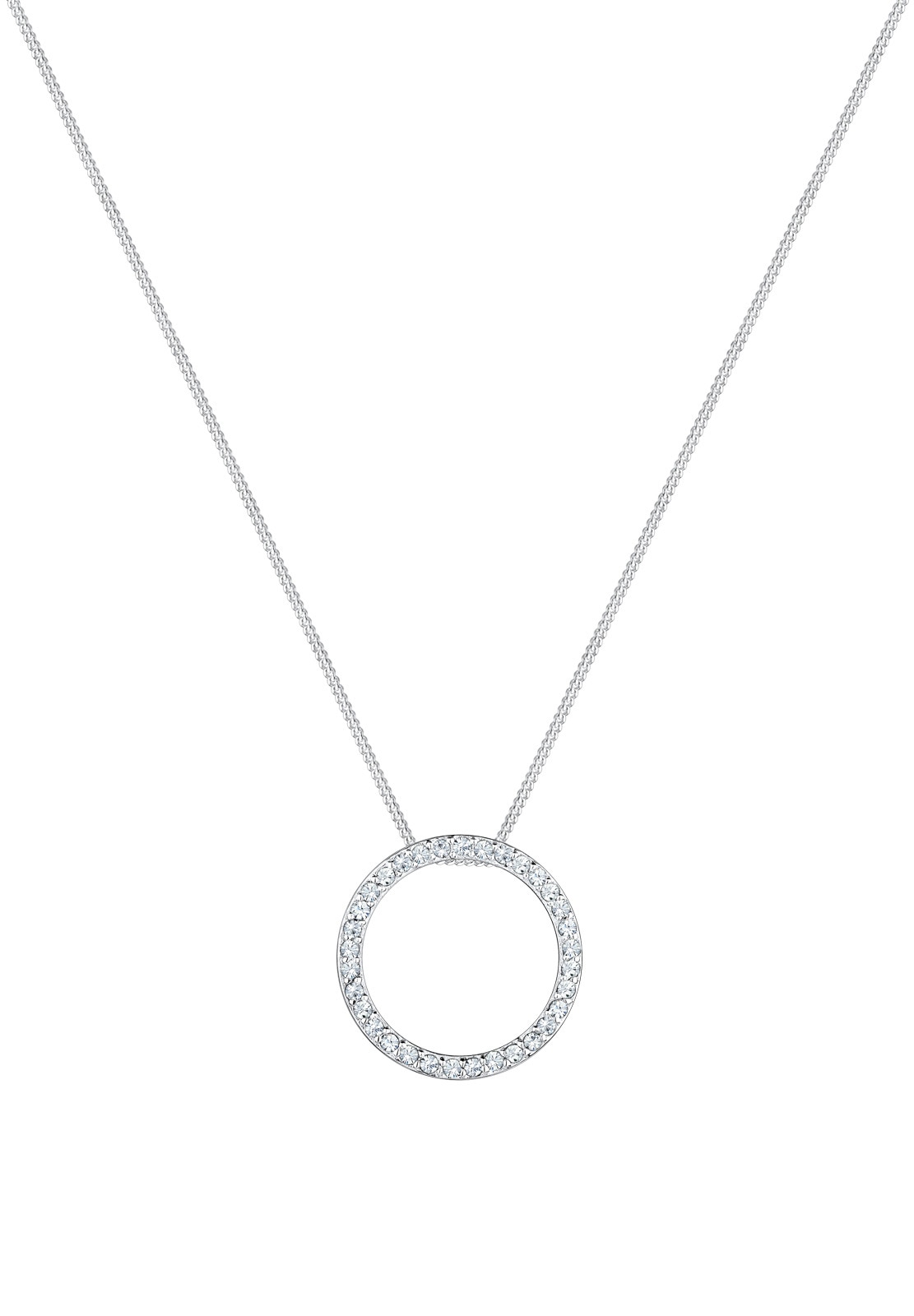 Elli Silberkette »Halskette Kreis Kristalle 925 Silber«