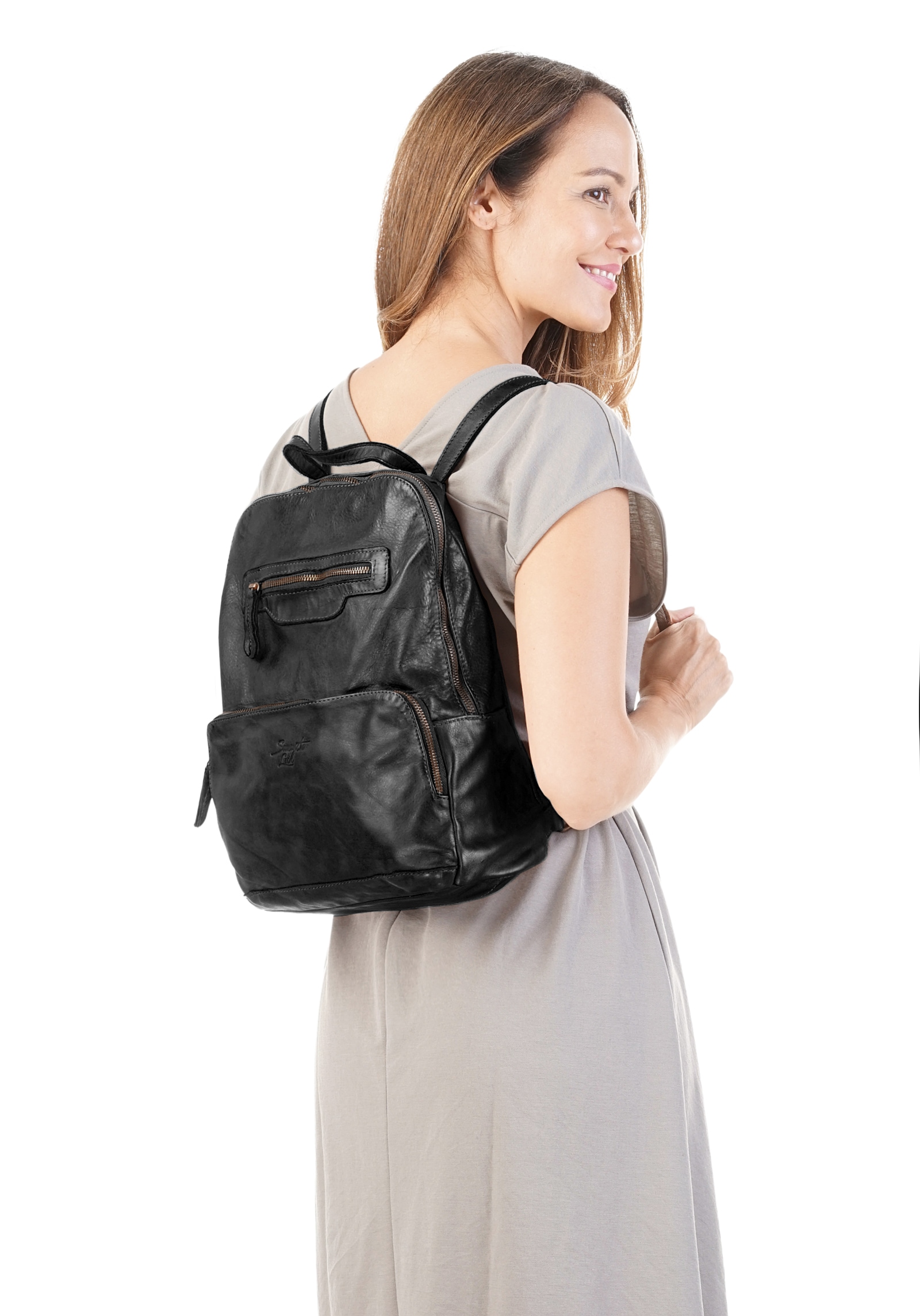 Samantha Look Cityrucksack, echt Leder, Made in Italy