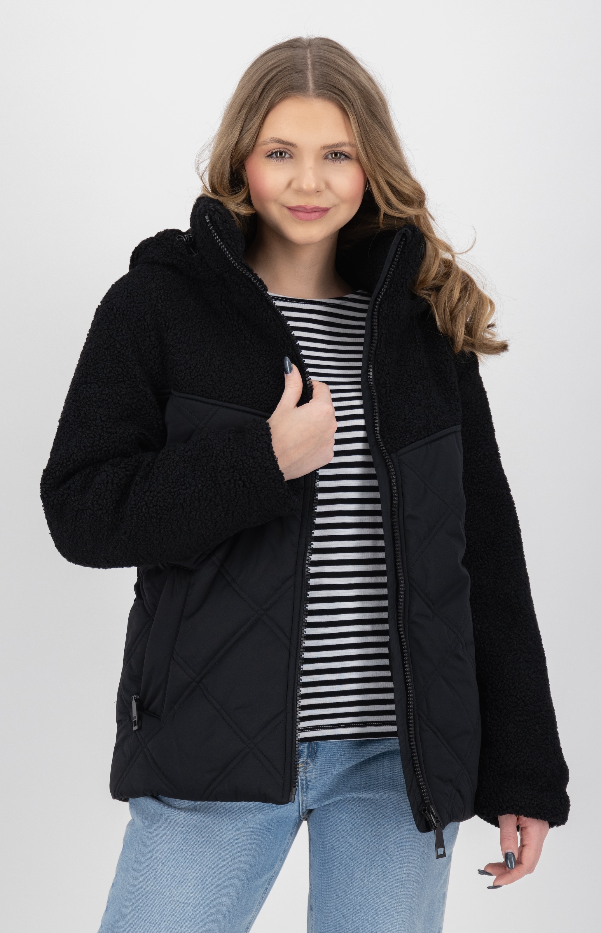 LPO Steppjacke »XAVIA WMN« hochgeschlossener Kragen mit Sherpa-Fleece
