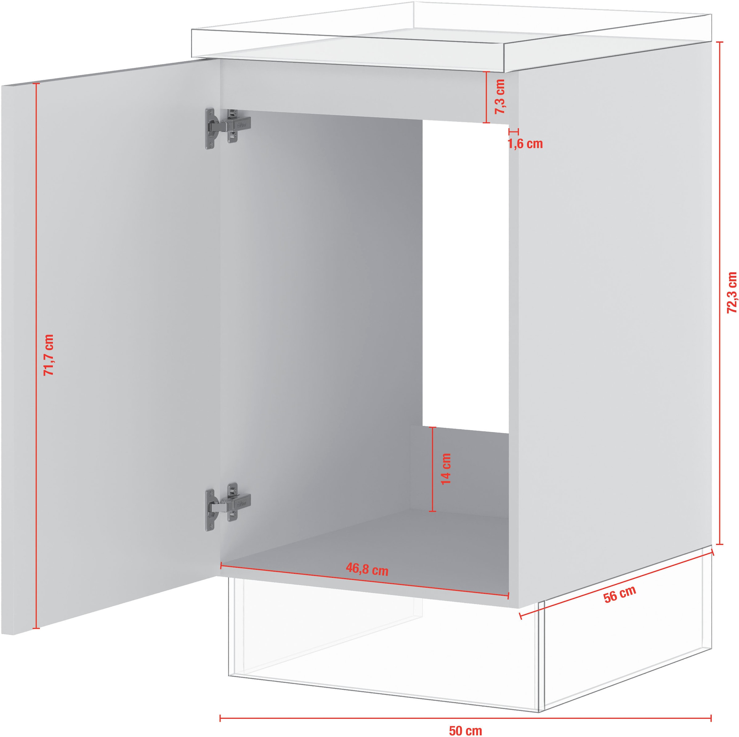 IMPULS KÜCHEN Spülenunterschrank »"Prag und Valencia", Breite/Höhe: 50/72,3 cm«, vormontiert, mit Soft-Close